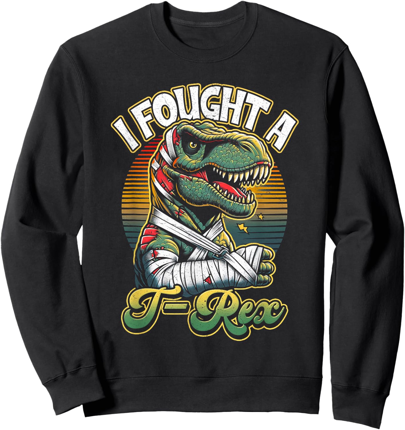 Broken Arm Recovery Kids Boys Dinosaur I Fought A T-rex Sweatshirt - Sweatshirt | Black