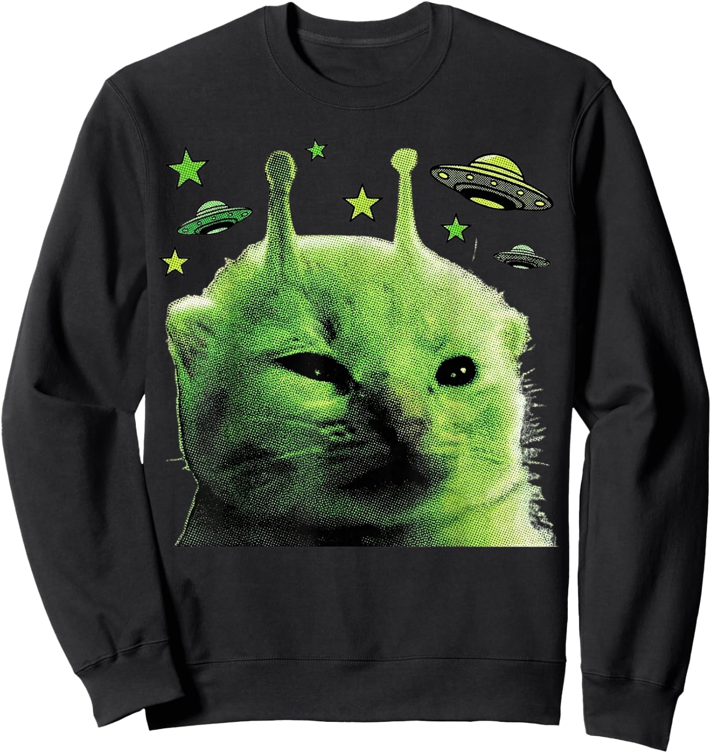Gnarp Cat Silly Alien Cat Meme Brainrot Meme Funny Silly Cat Sweatshirt - Sweatshirt | Black
