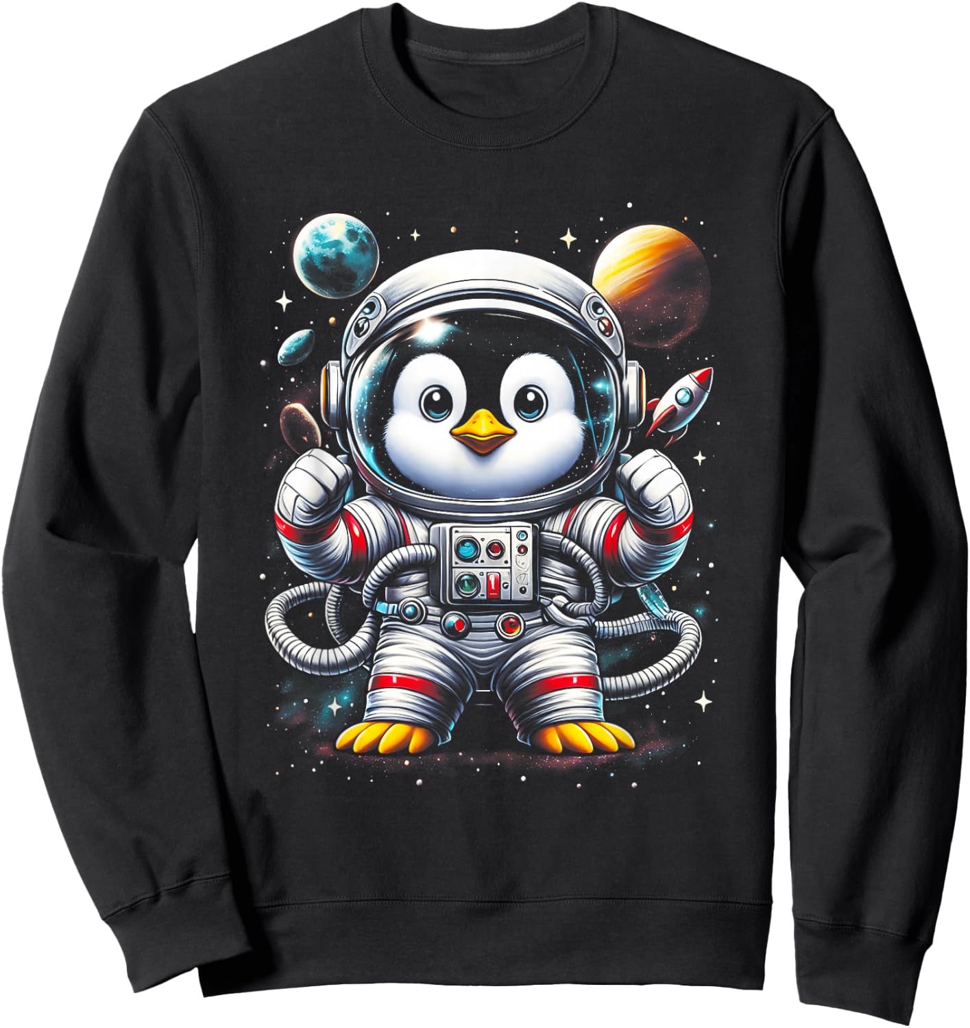 Penguin Astronaut Lover Space Art Space Galaxy Astrology Sweatshirt - Sweatshirt | Black