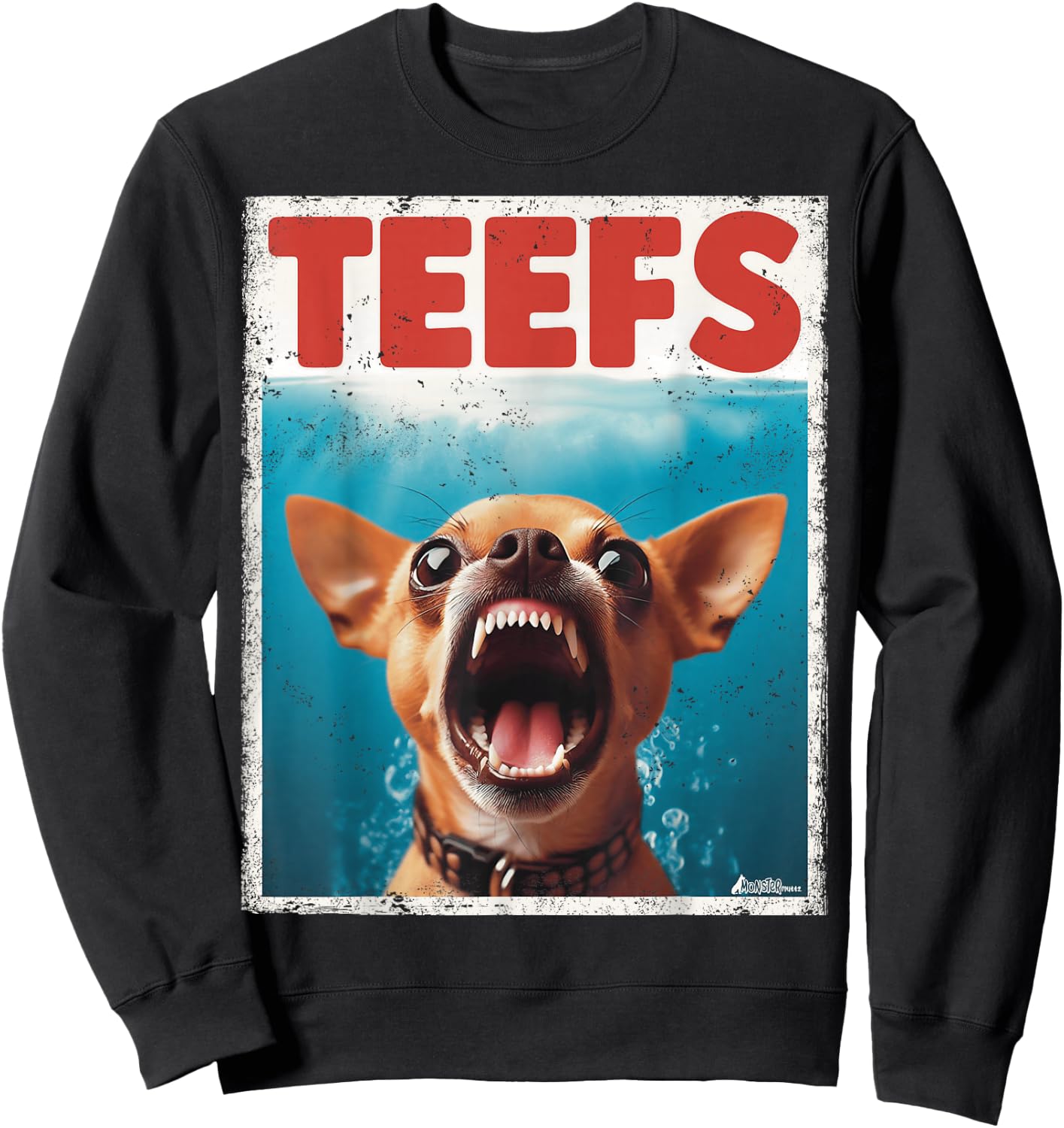 Funny Chihuahua Teefs Top, Teeth Chi Jowls Paws Dog Mom Dad Sweatshirt - Sweatshirt | Black