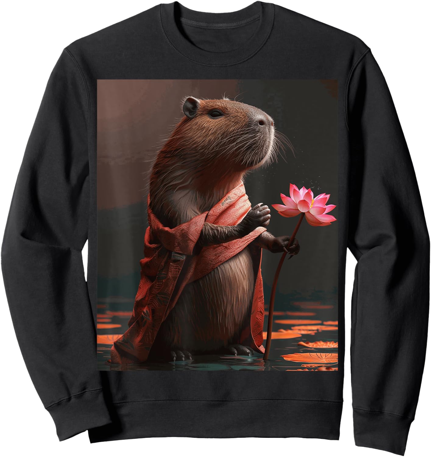 Funny Graphic Capybara Sweatshirt - Sweatshirt | Black