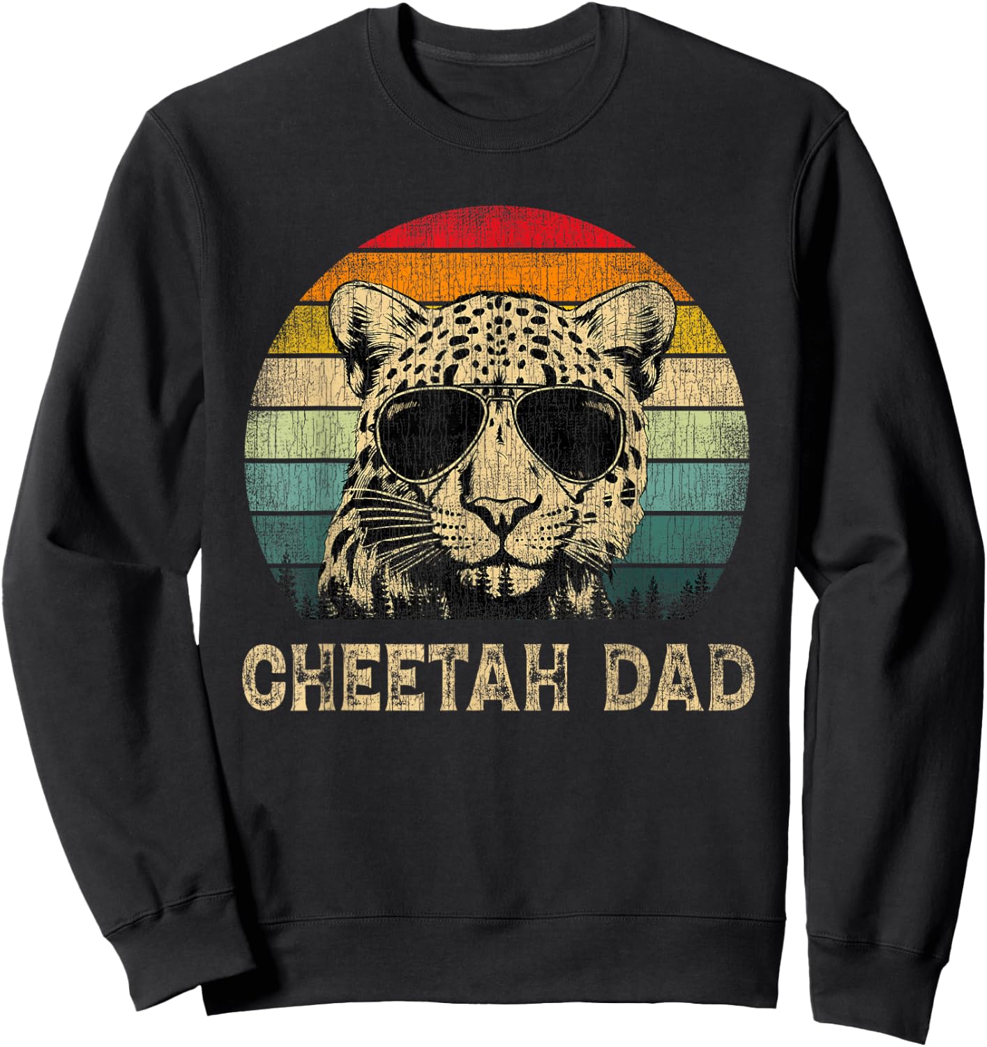 Vintage Cheetah Dad Cheetah Lovers Daddy Father's Day Sweatshirt - Sweatshirt | Black