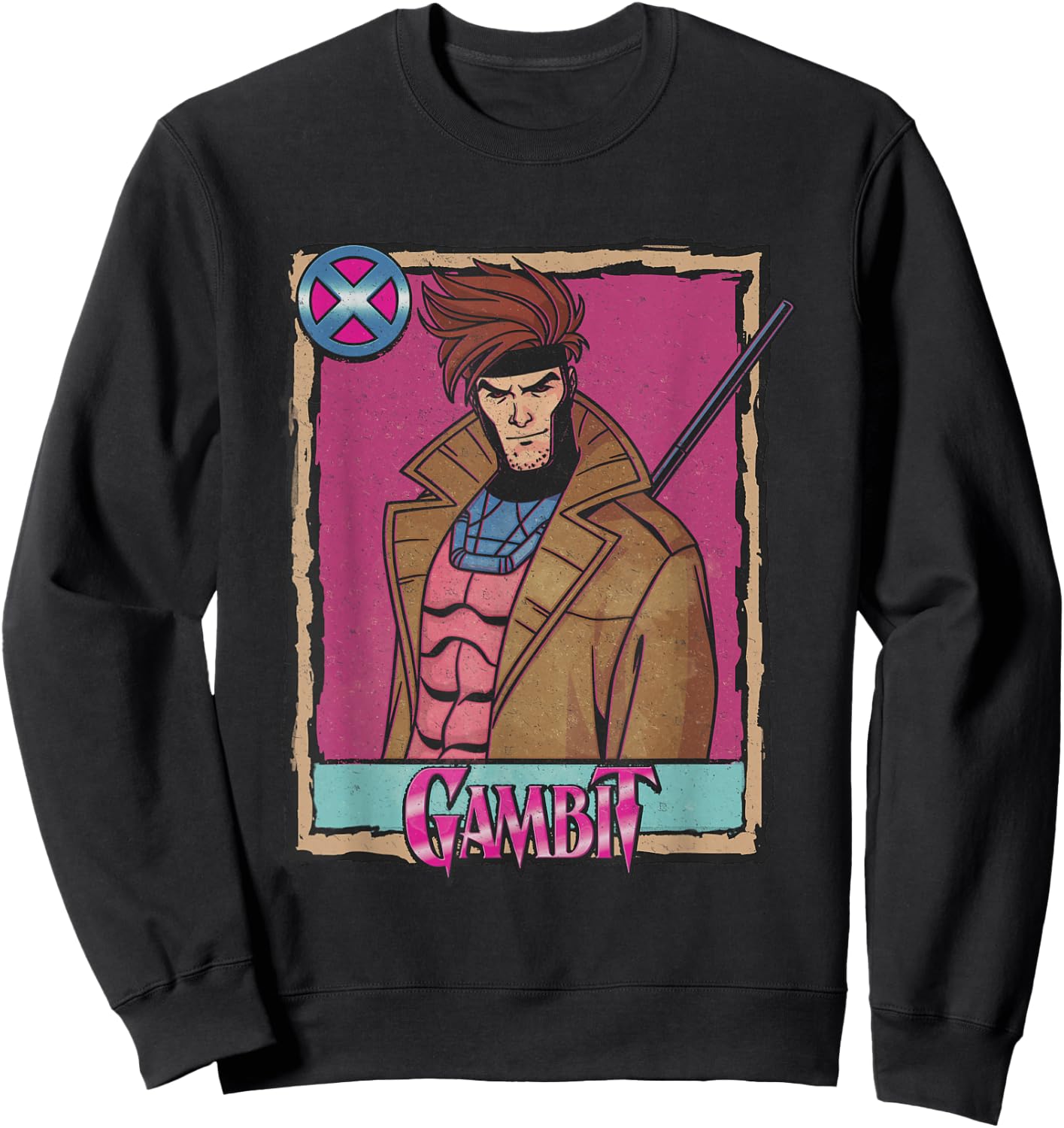 Marvel X-Men Gambit Vintage Playing Card Portrait Sweatshirt - Sweatshirt | Black