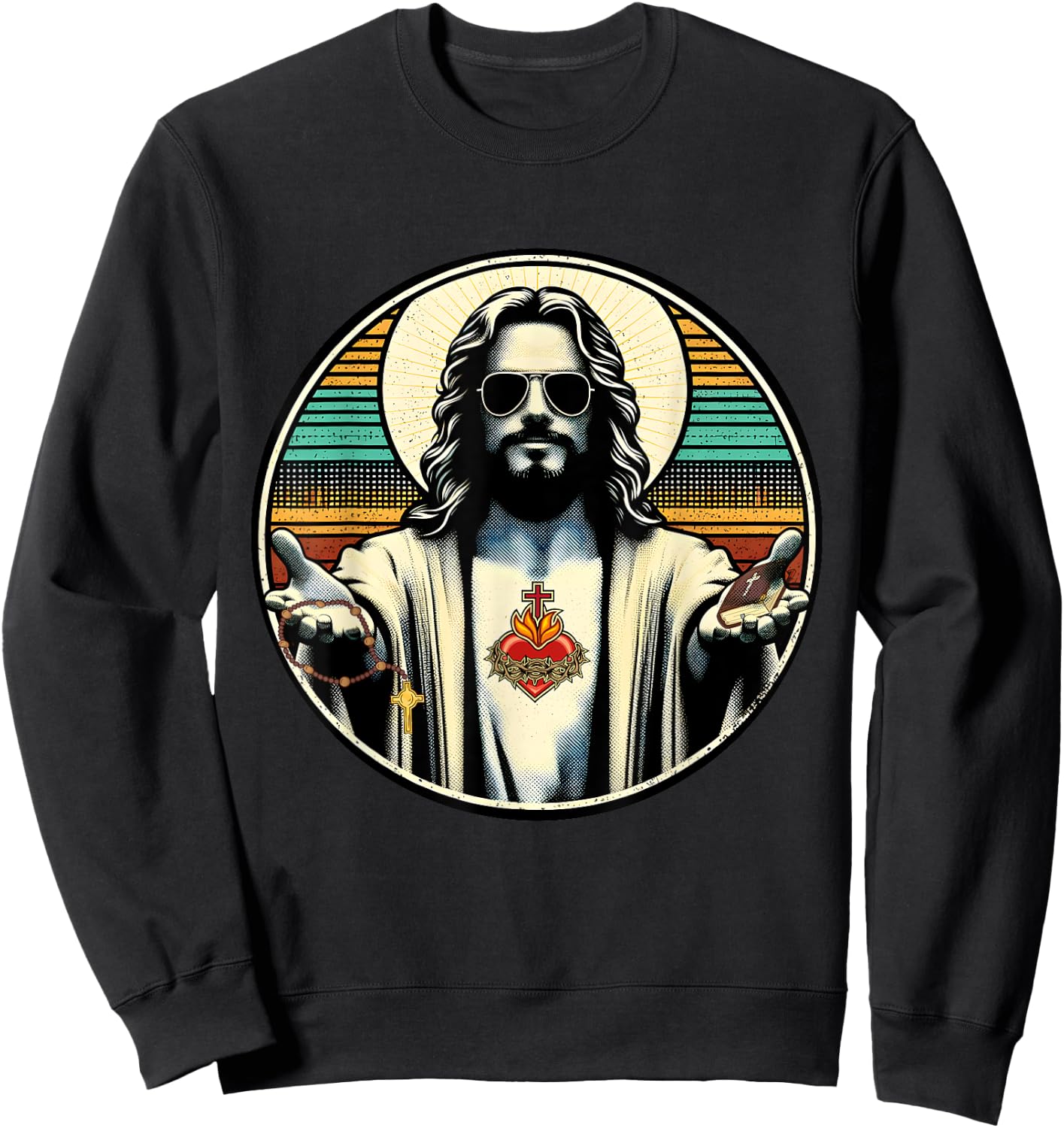 Vintage Buddy a Christ Cool Jesus With Sunglasses Religion Sweatshirt - Sweatshirt | Black