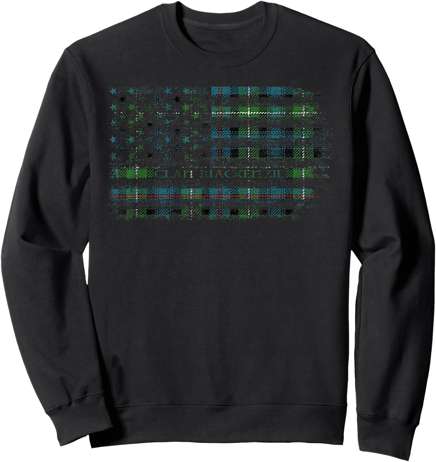 Clan Mackenzie Scottish tartan US flag kilt Scotland Sweatshirt - Sweatshirt | Black