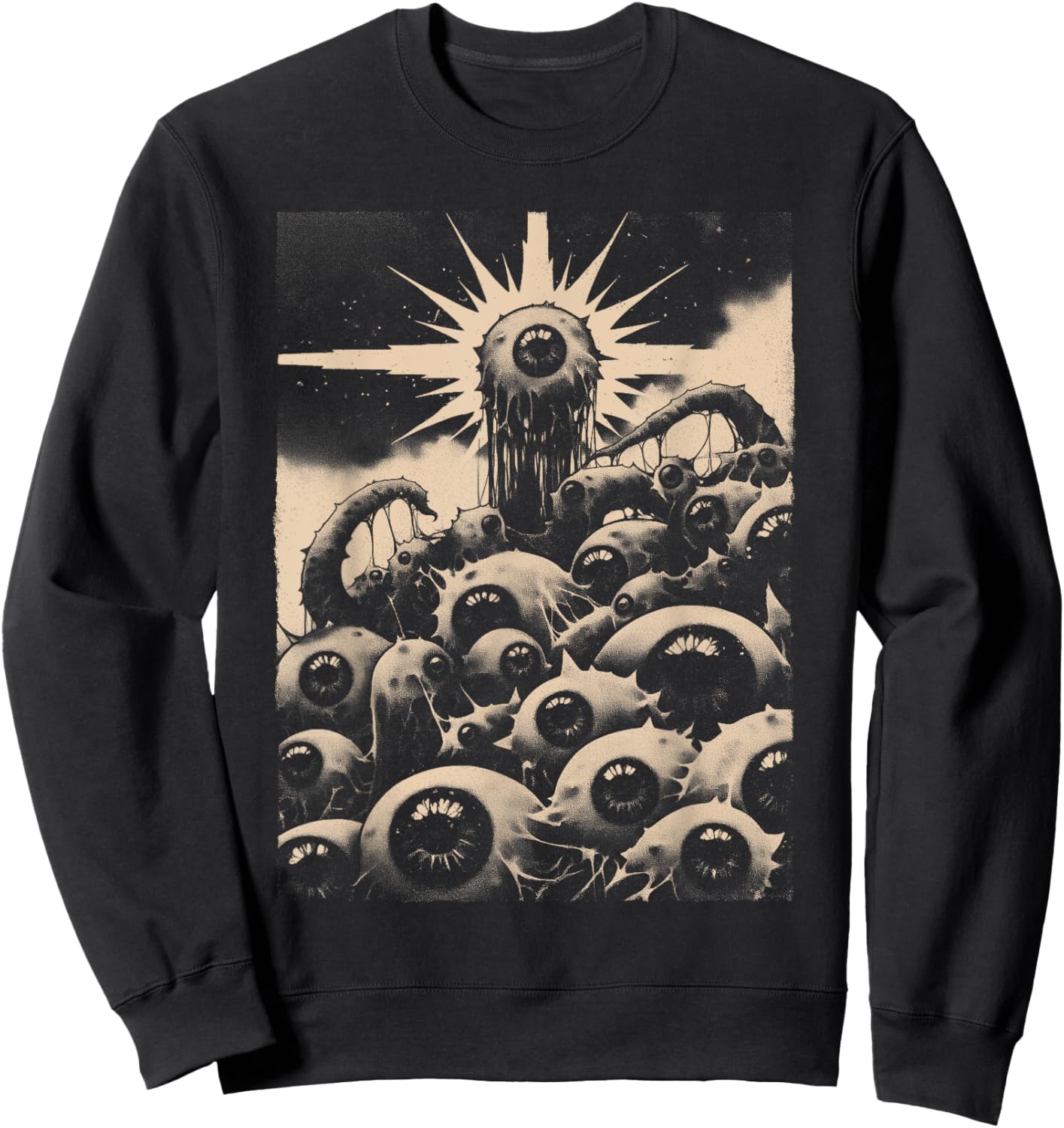 Weirdcore Eyeballs Goth Witch Goblincore Trippy Horror Punk Sweatshirt - Sweatshirt | Black
