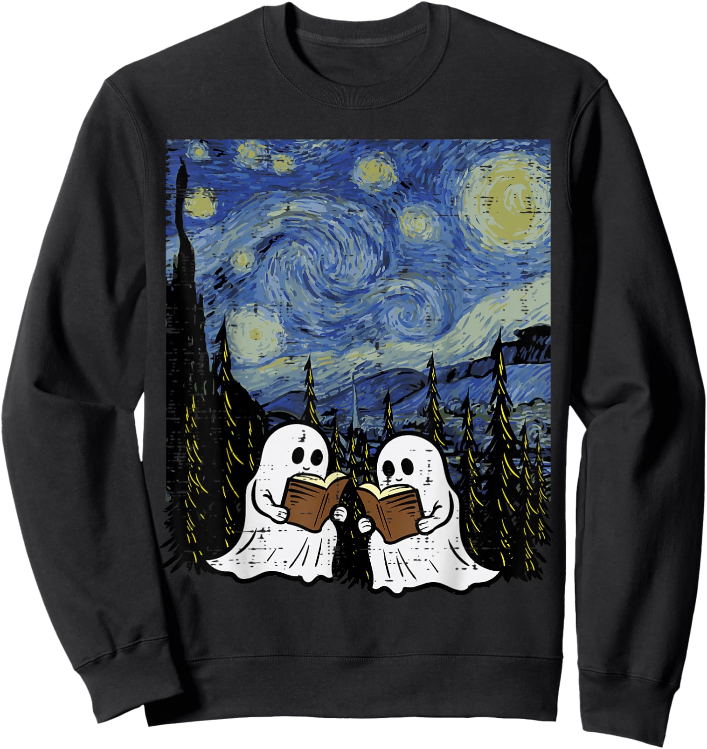 Halloween Ghosts Books Starry Night Costume Men Women Kids Sweatshirt - Sweatshirt | Black