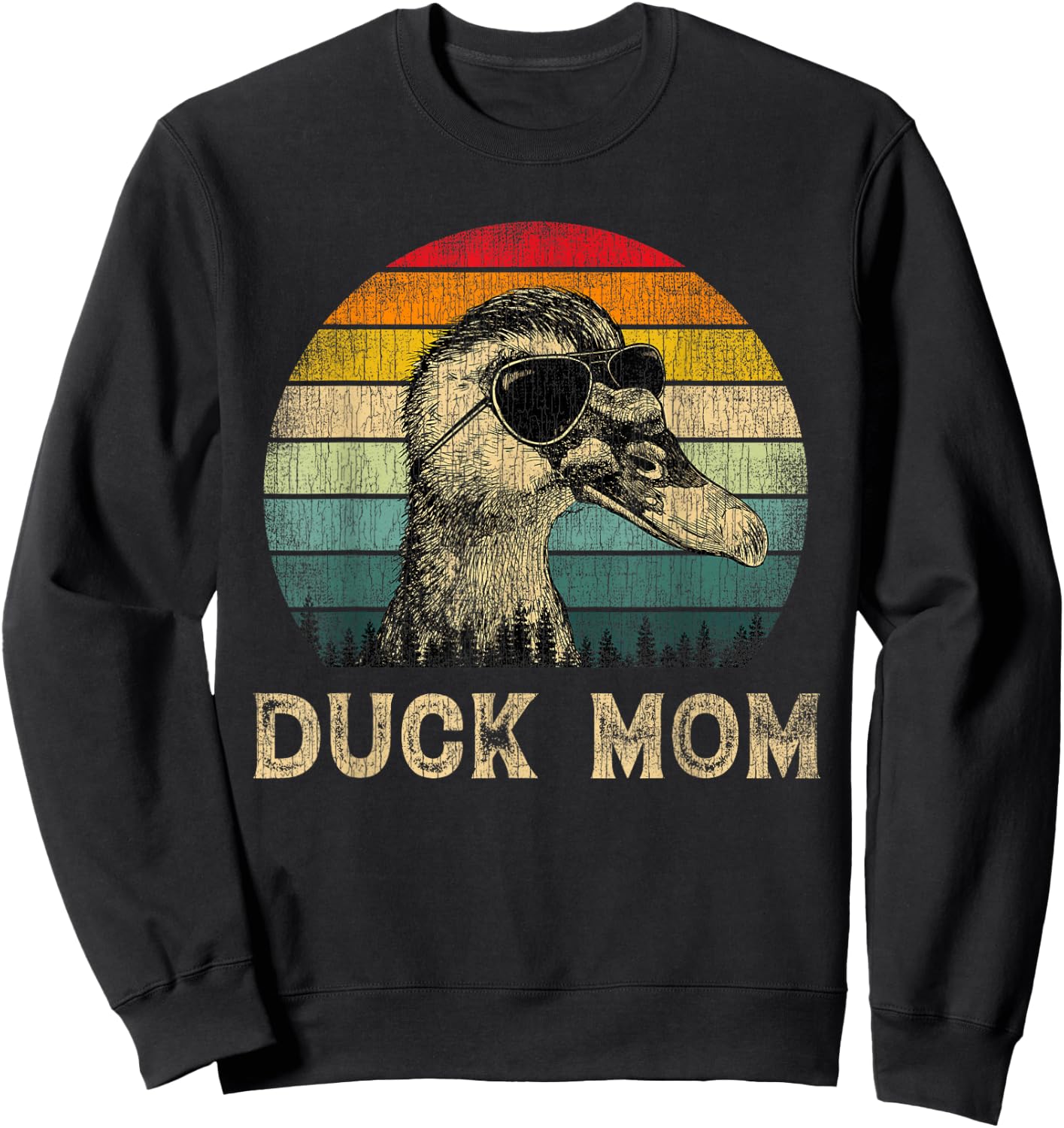 Vintage Duck Mom Duck Lovers Mommy Mother's Day Sweatshirt - Sweatshirt | Black
