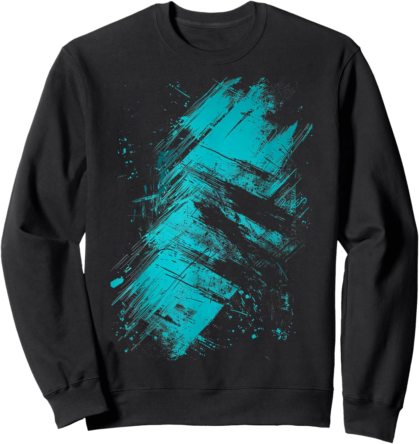 Teal And Black Grunge Sweatshirt - Sweatshirt | Black