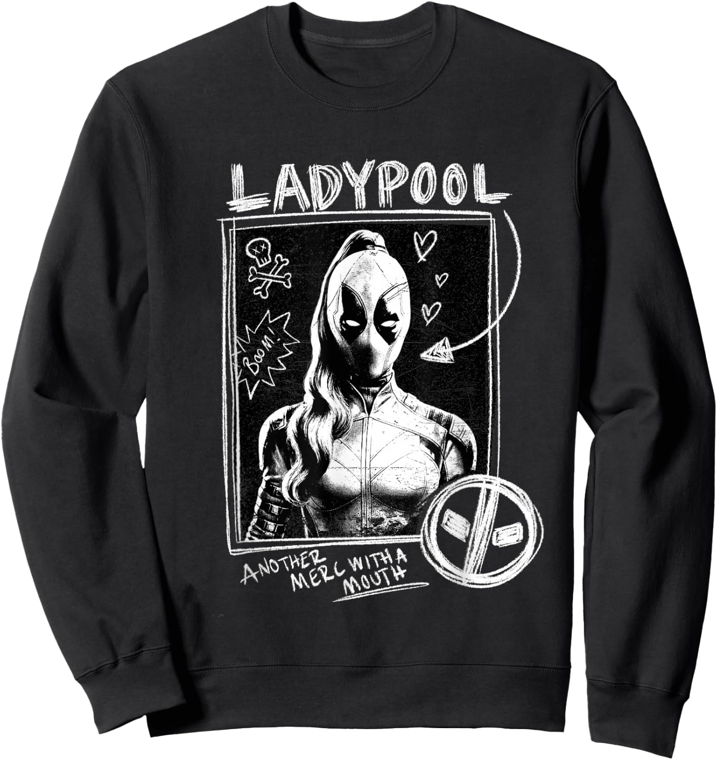 Marvel Studios Deadpool & Wolverine Ladypool Chalk Doodles Sweatshirt - Sweatshirt | Black