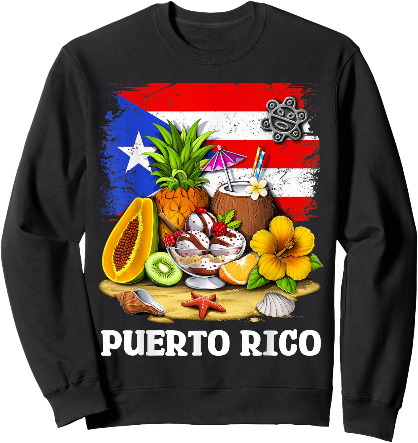 Puerto Rico Flag Boricua Proud Puerto Rican Heritage Sweatshirt - Sweatshirt | Black