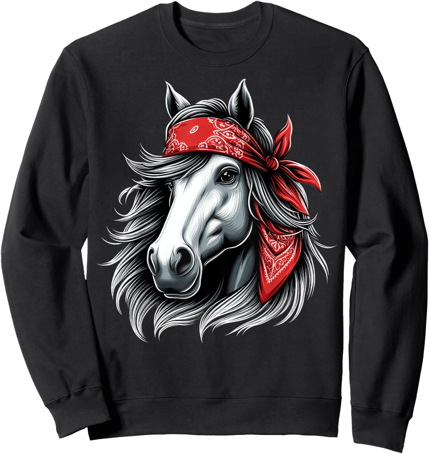 Horse Bandana T Shirt for Horseback Riding Horse Lover Sweatshirt - Sweatshirt | Black