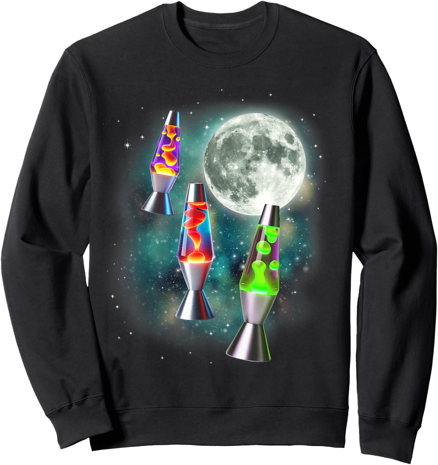 Three Lava Lamp Moon | 3 Ugly Retro Lamps 70s Hippy Joke Sweatshirt - Sweatshirt | Black