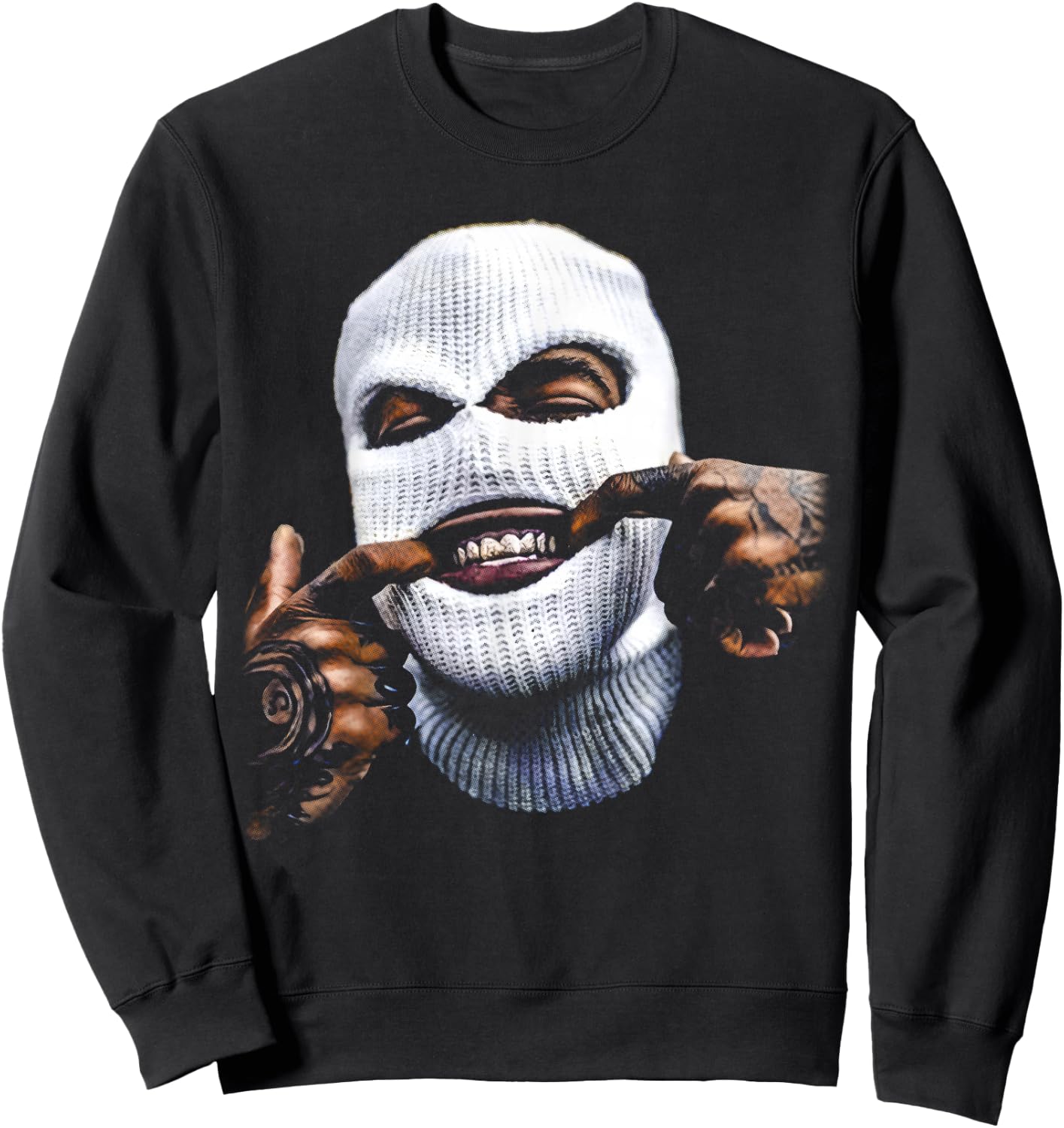 Funny Gangster Gangsta Hip HOP Hiphop Gold Teeth Hustle Sweatshirt - Sweatshirt | Black