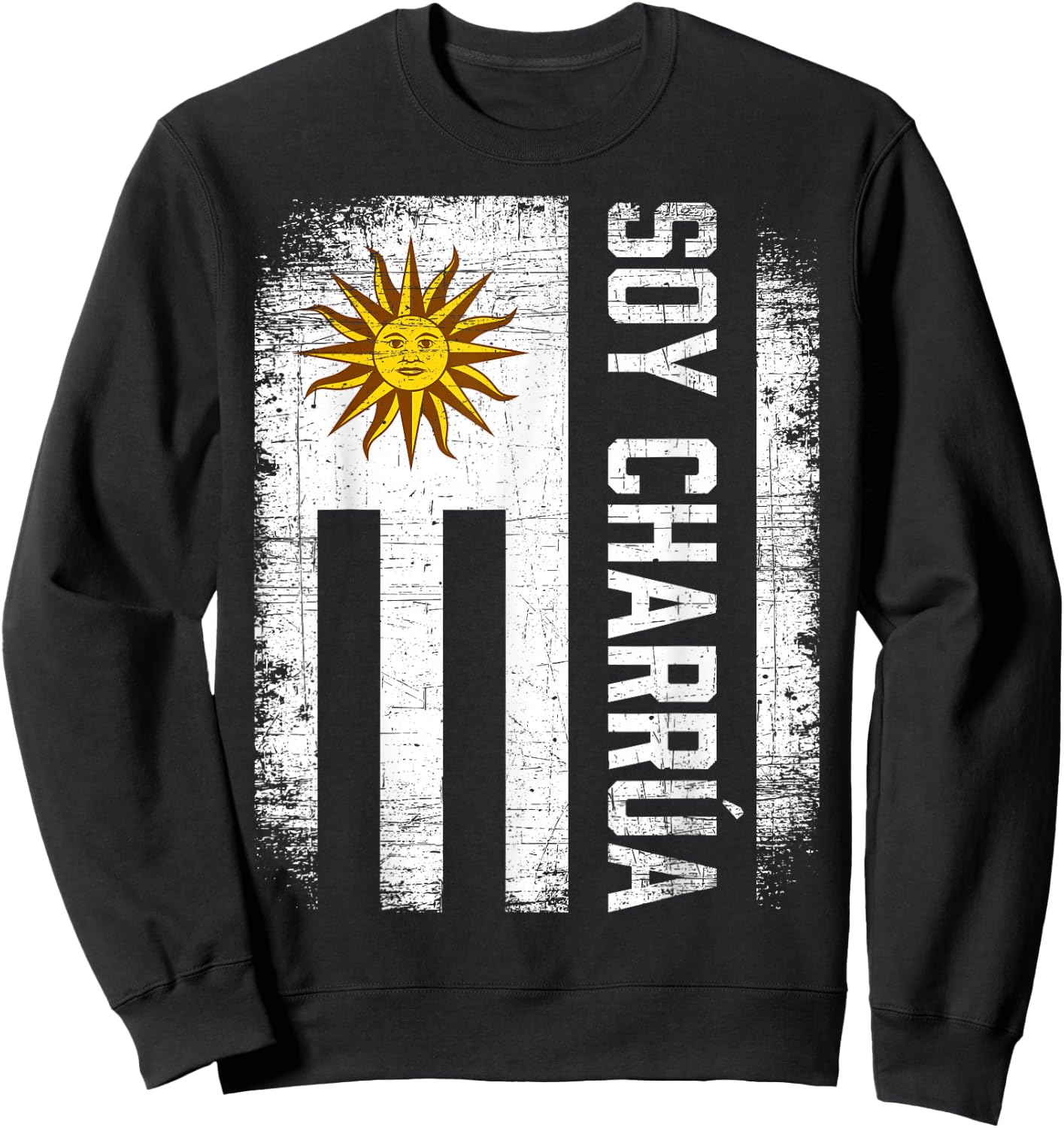 Charrua Uruguayan Hispanic Heritage Month Uruguay Flag Sweatshirt - Sweatshirt | Black