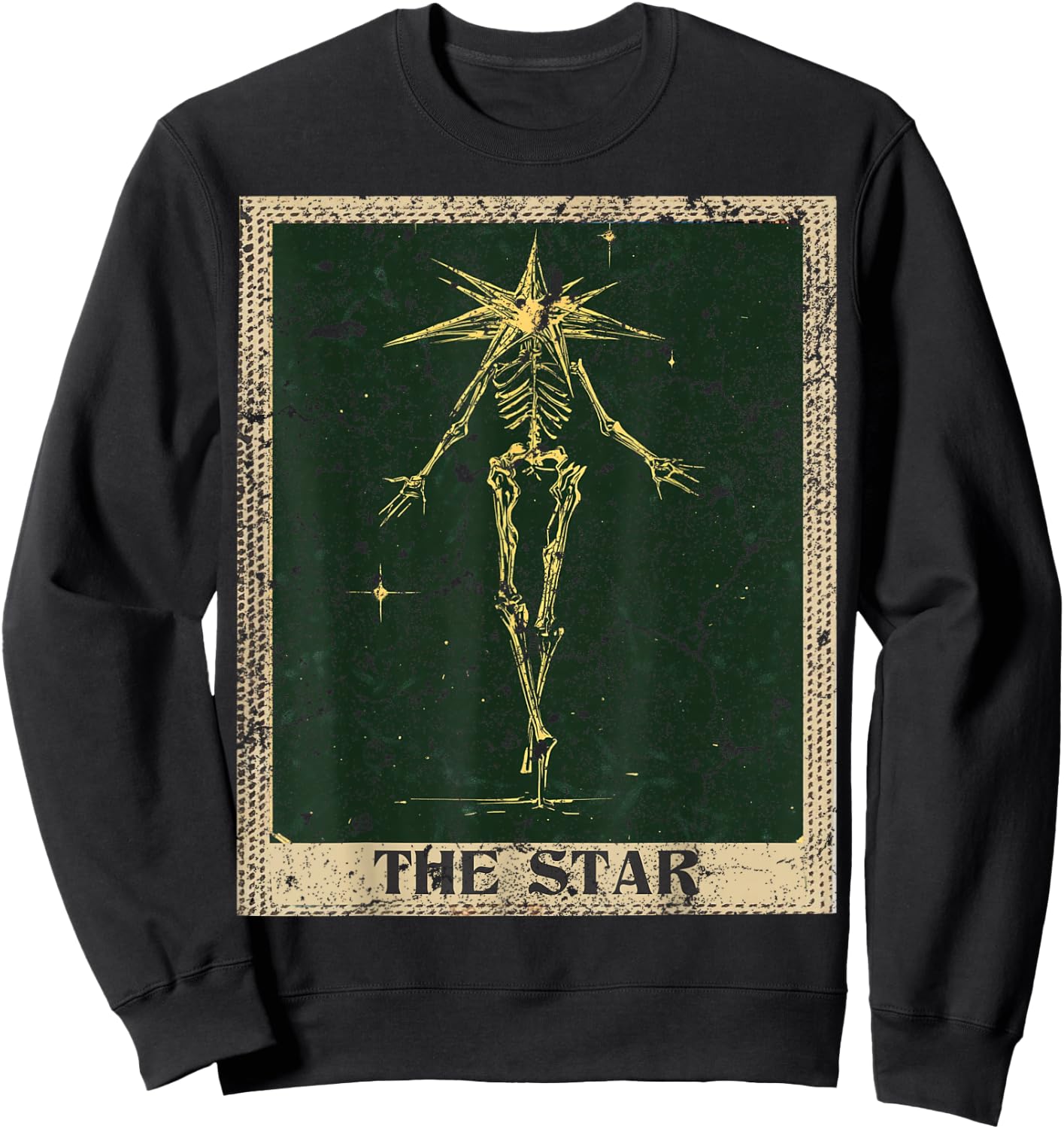 Vintage Distressed Grunge The Star Tarot Card Sweatshirt - Sweatshirt | Black