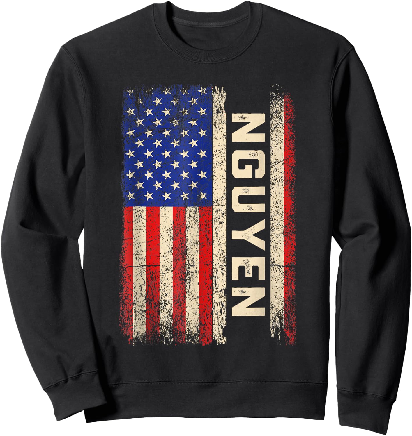 Nguyen Last Name Shirt Nguyen Name American Flag Kids Men Sweatshirt - Sweatshirt | Black