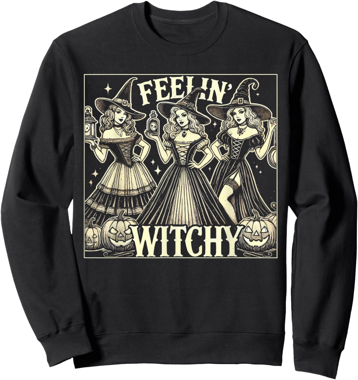 Halloween Witch Lover Spooky Witchy Broom Trick Or Treat Sweatshirt - Sweatshirt | Black