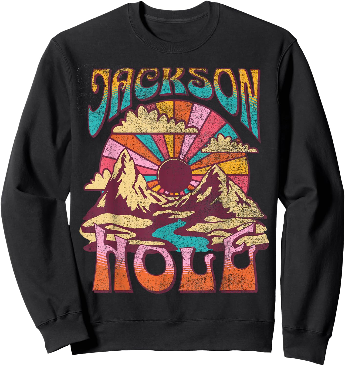 Jackson Hole Wyoming Nature Hiking Mountains Outdoors Retro Sweatshirt - Sweatshirt | Black