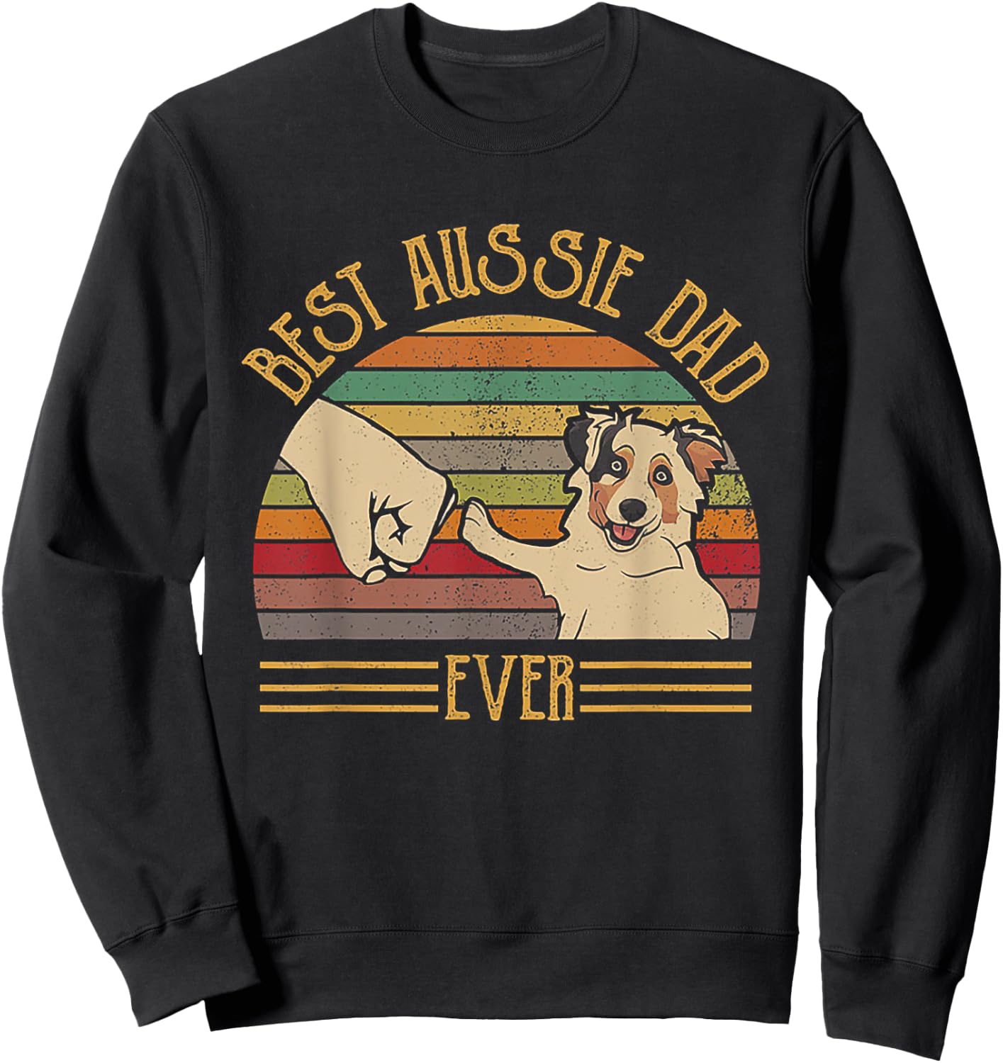 Best Aussie Dad Ever Retro Vintage Sunset Sweatshirt - Sweatshirt | Black