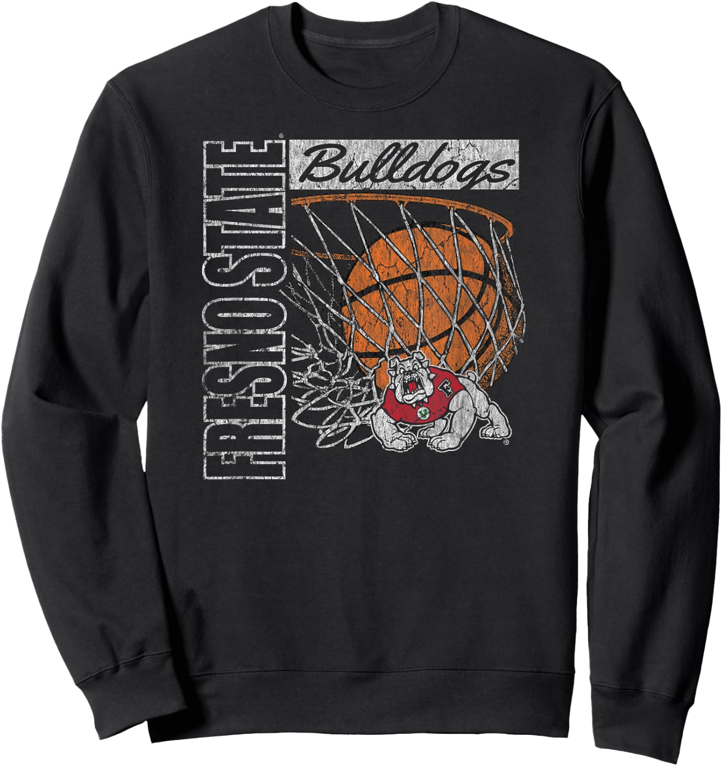 Fresno State Bulldogs Vintage Basketball 90's Navy Sweatshirt - Sweatshirt | Black