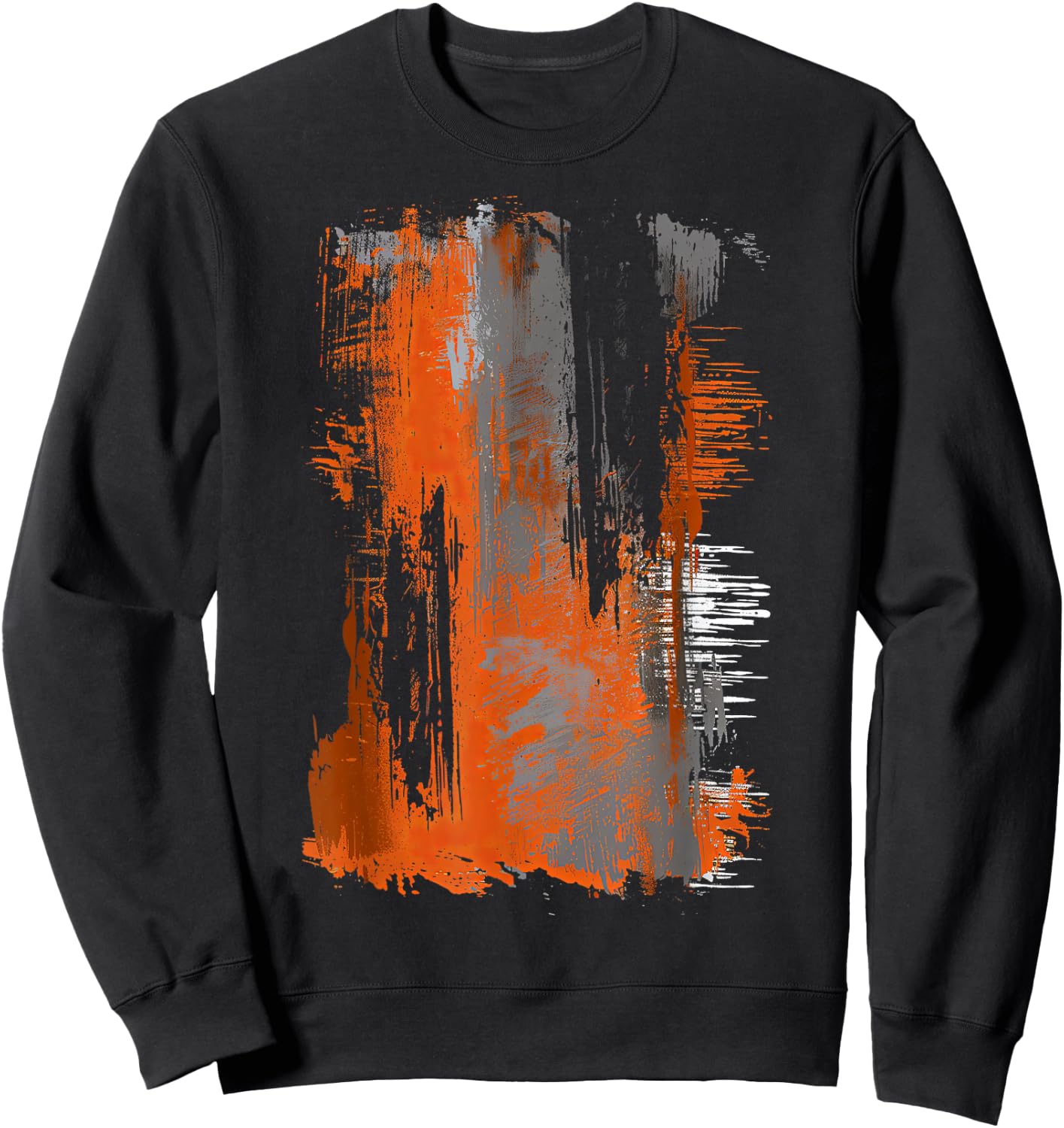 Orange And Black Brushstroke Art Graphic Sweatshirt - Sweatshirt | Black