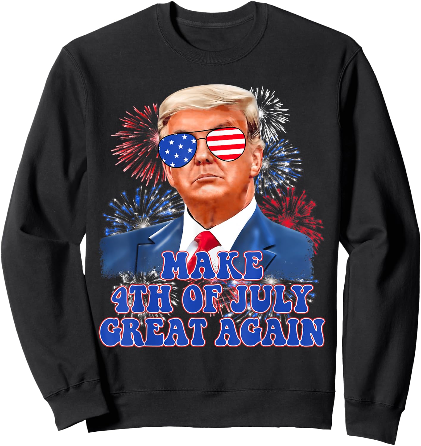 Trump Make 4th Of July Great Again American Flag Firework Kids Men Sweatshirt - Sweatshirt | Black