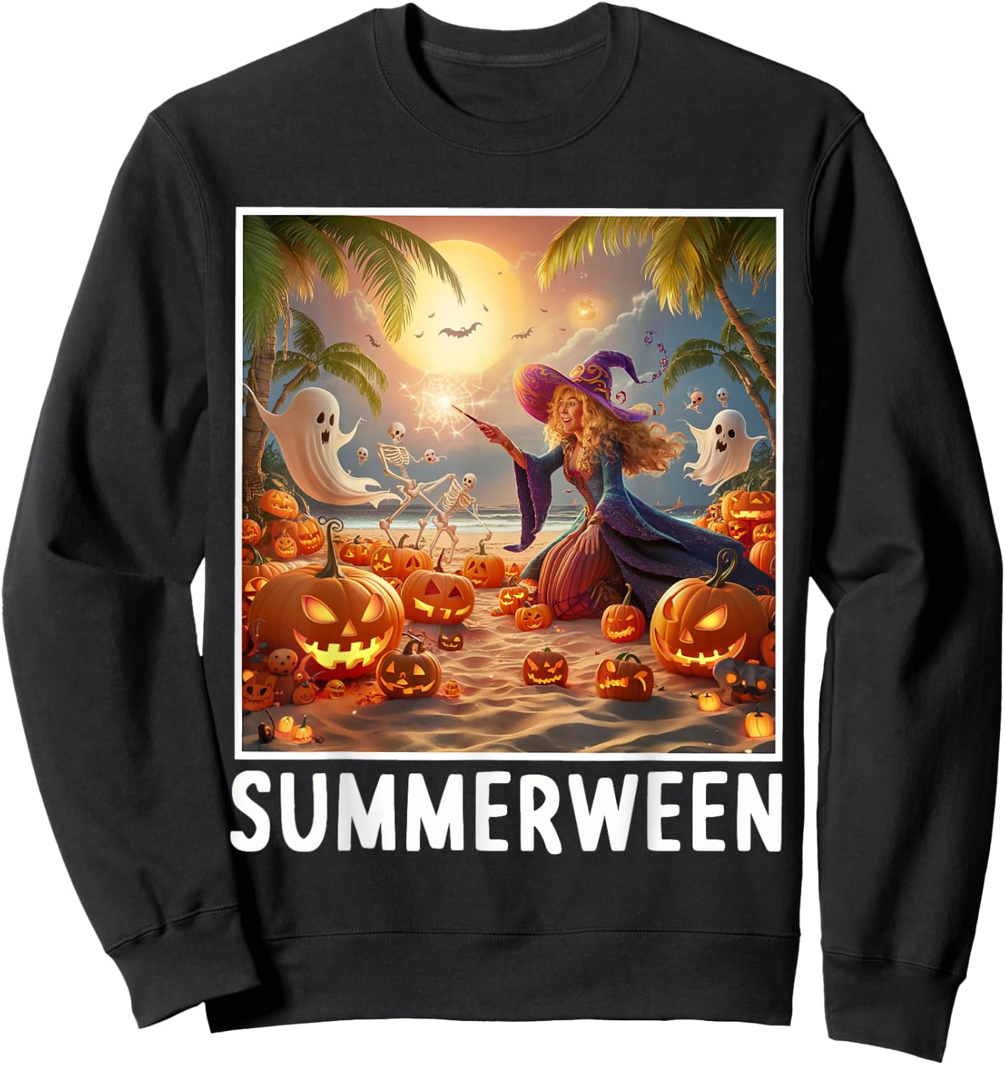 Summerween Vibes Halloween Summer Celebrate Sweatshirt - Sweatshirt | Black