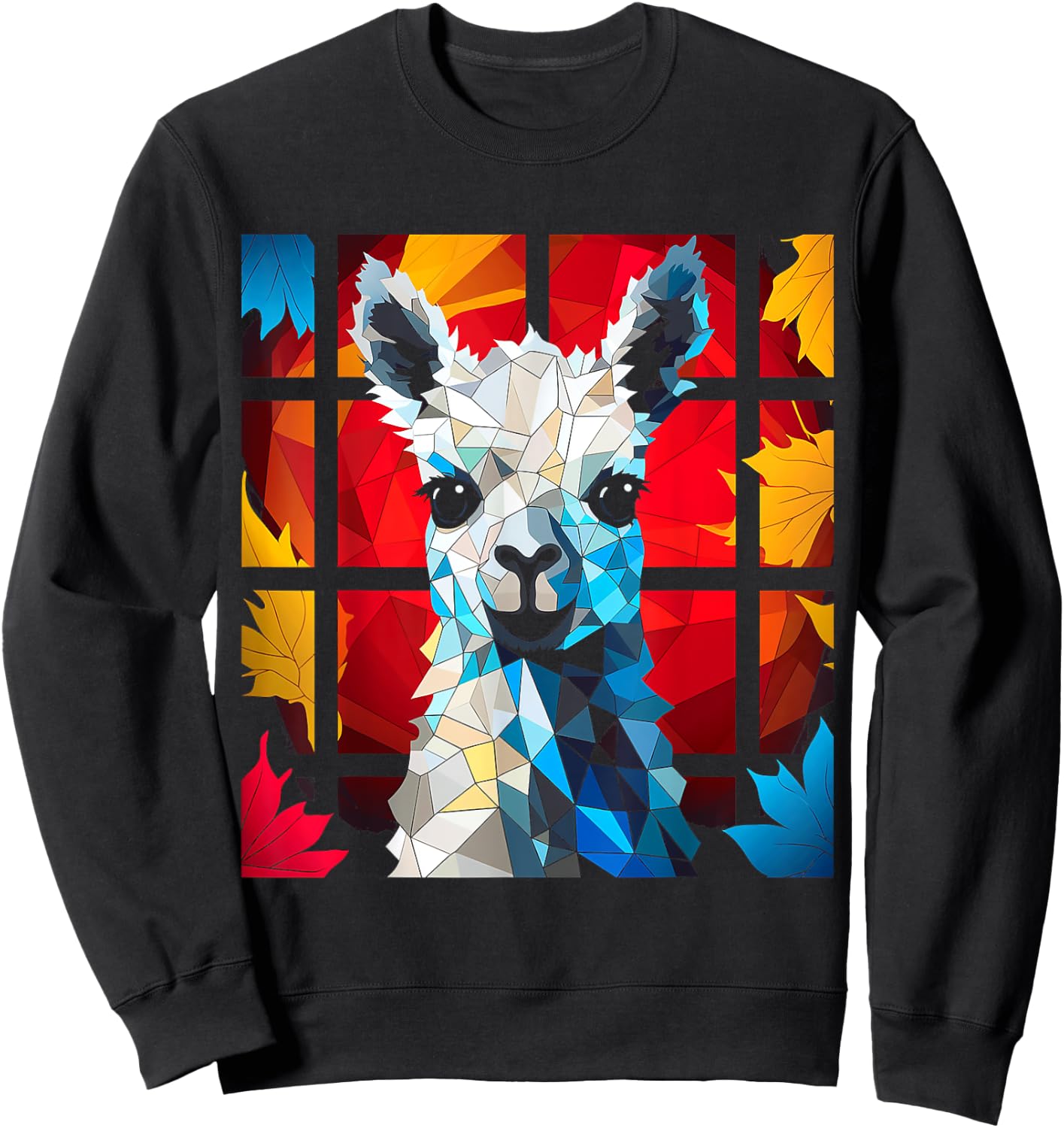 Alpaca Polygon Animal Zoo Artwork Llama Sweatshirt - Sweatshirt | Black