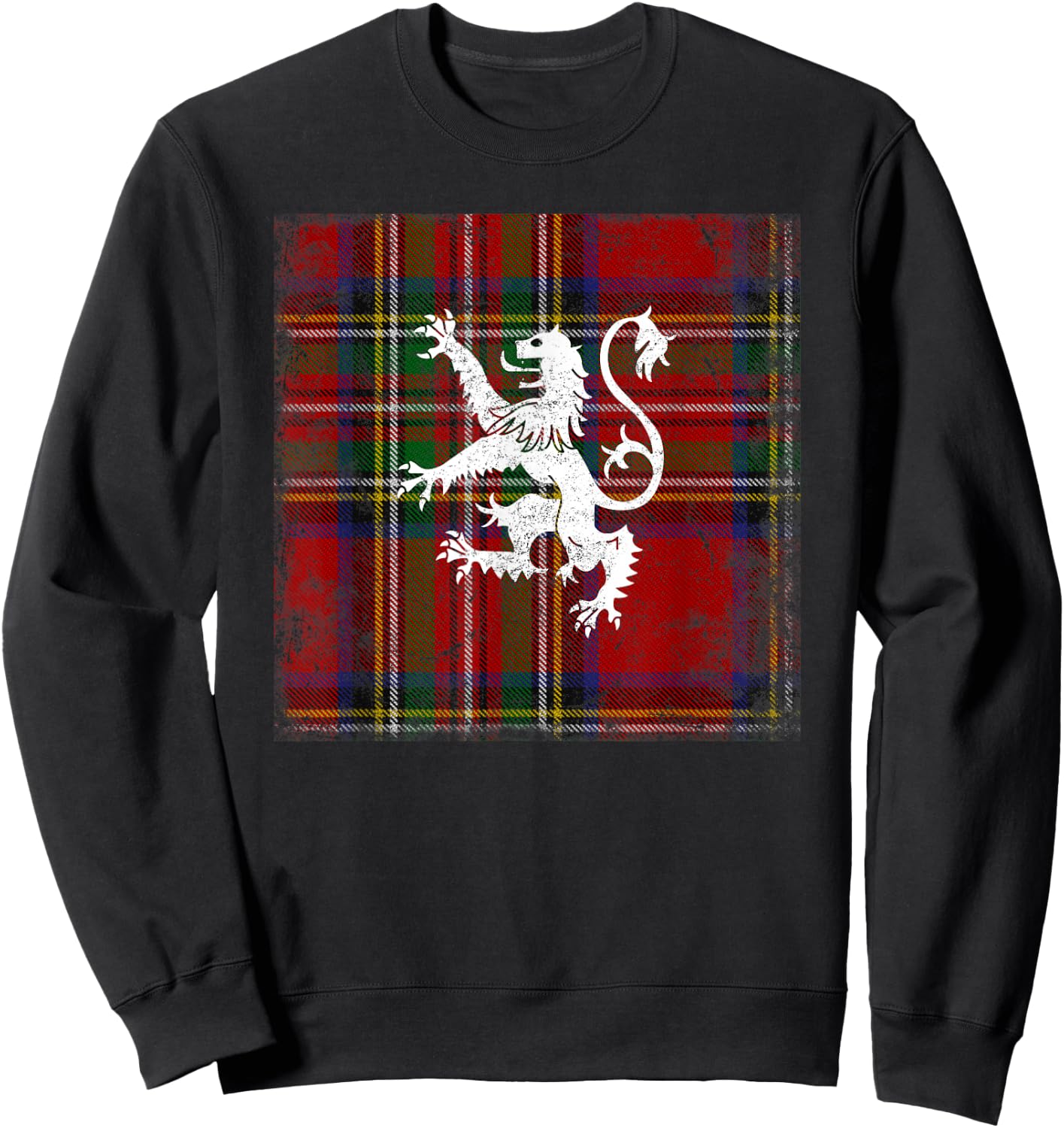 Scottish Tartan Red Plaid Scotland Lion Royal Stewart Clan Sweatshirt - Sweatshirt | Black
