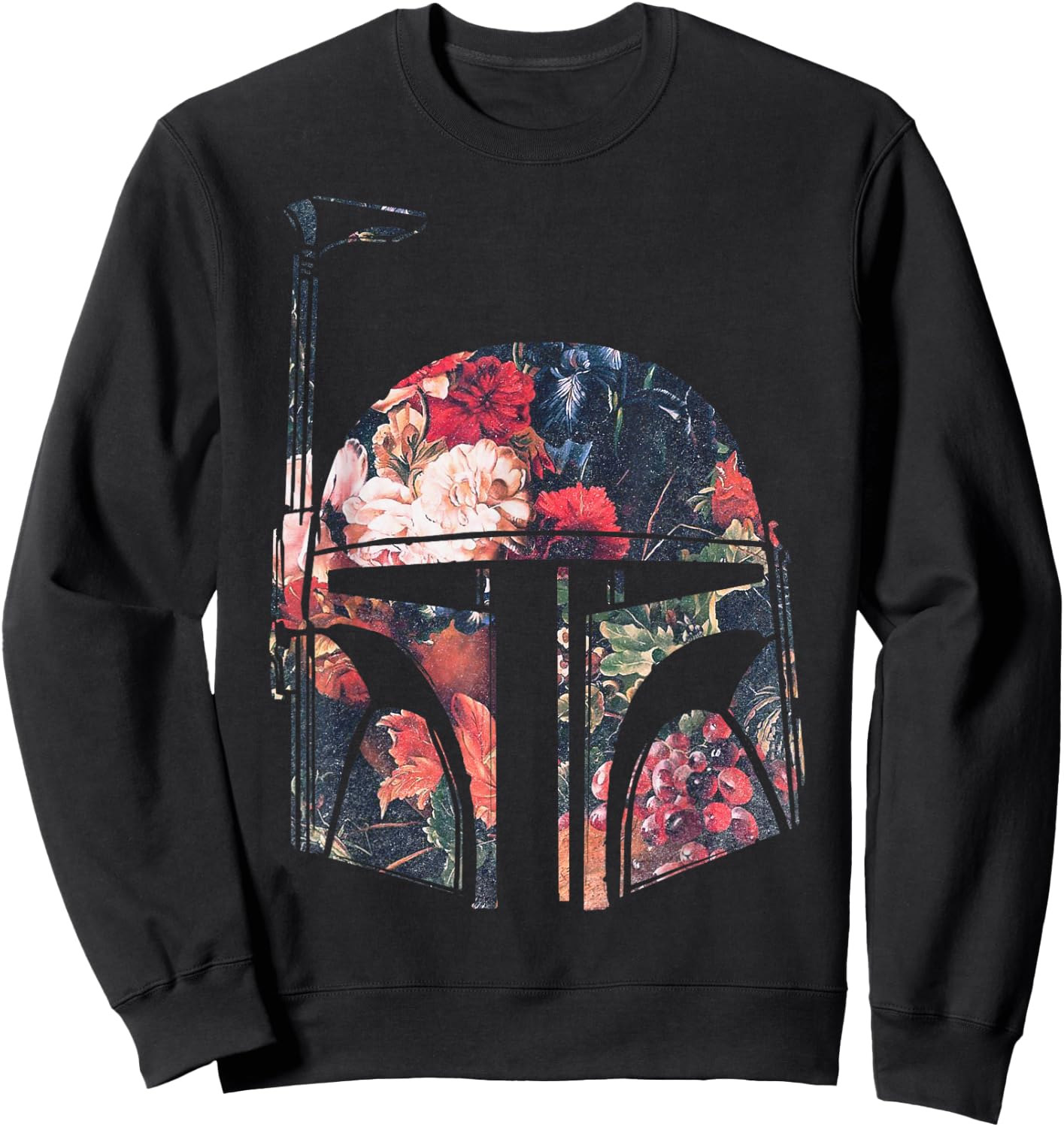 Star Wars Boba Fett Floral Print Helmet Graphic Sweatshirt - Sweatshirt | Black