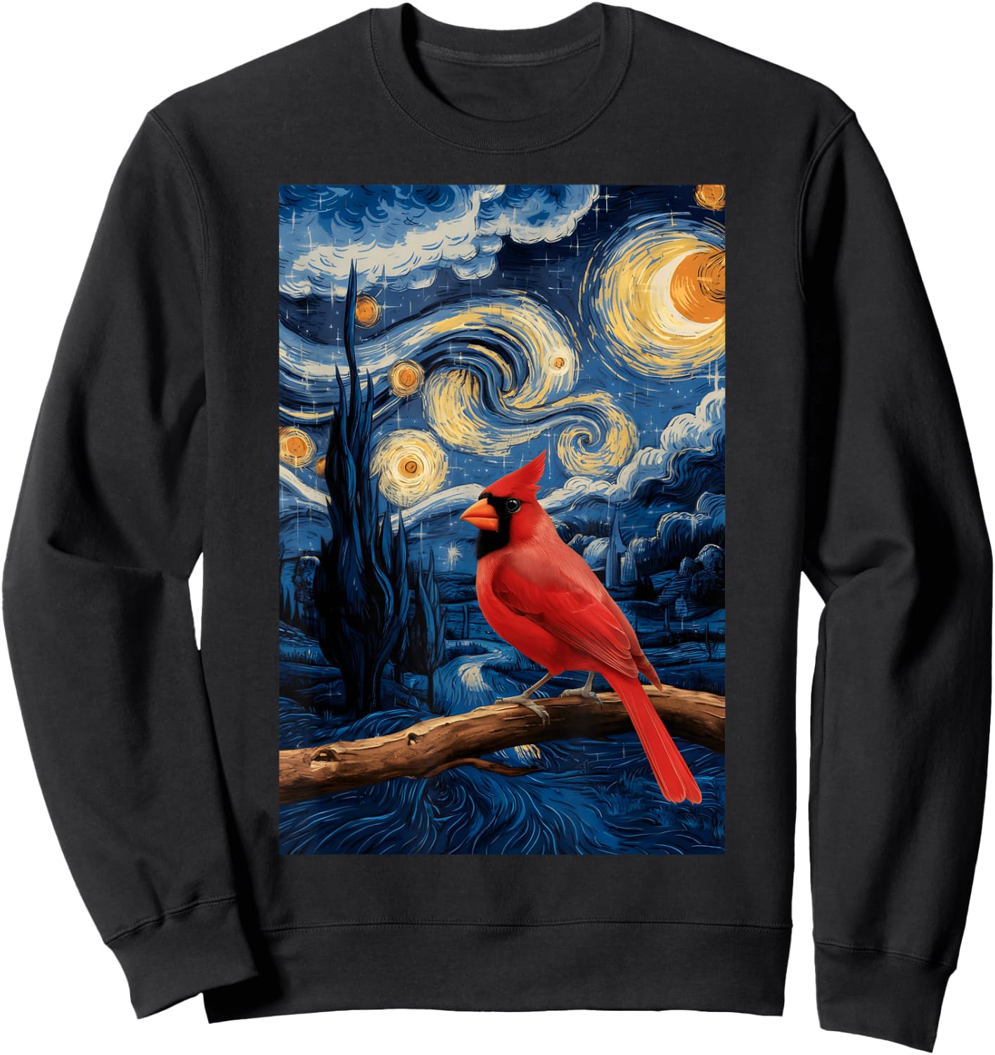 Cute Starry Red Cardinal Night For Bird Lovers Sweatshirt - Sweatshirt | Black