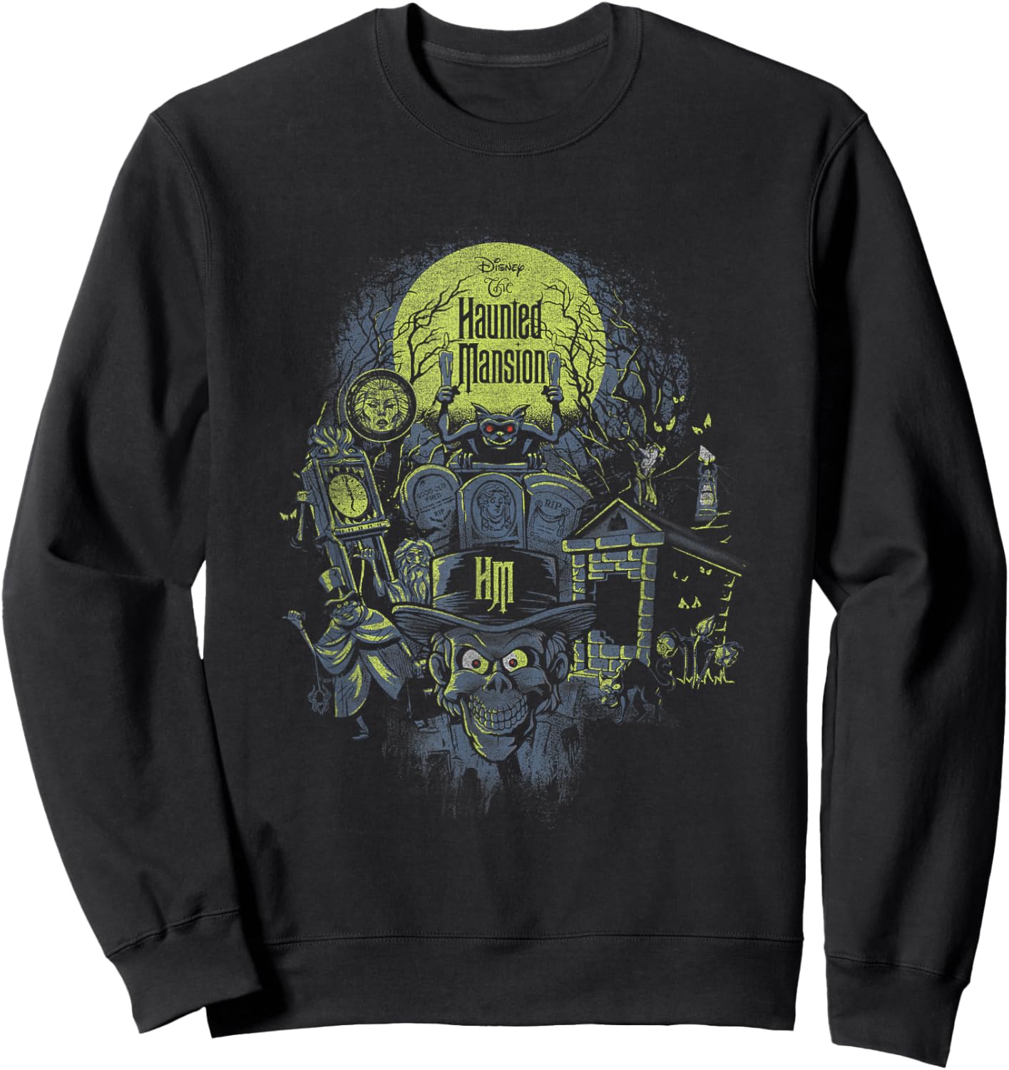 The Haunted Mansion Halloween Haunted Montage Retro Poster Sweatshirt - Sweatshirt | Black