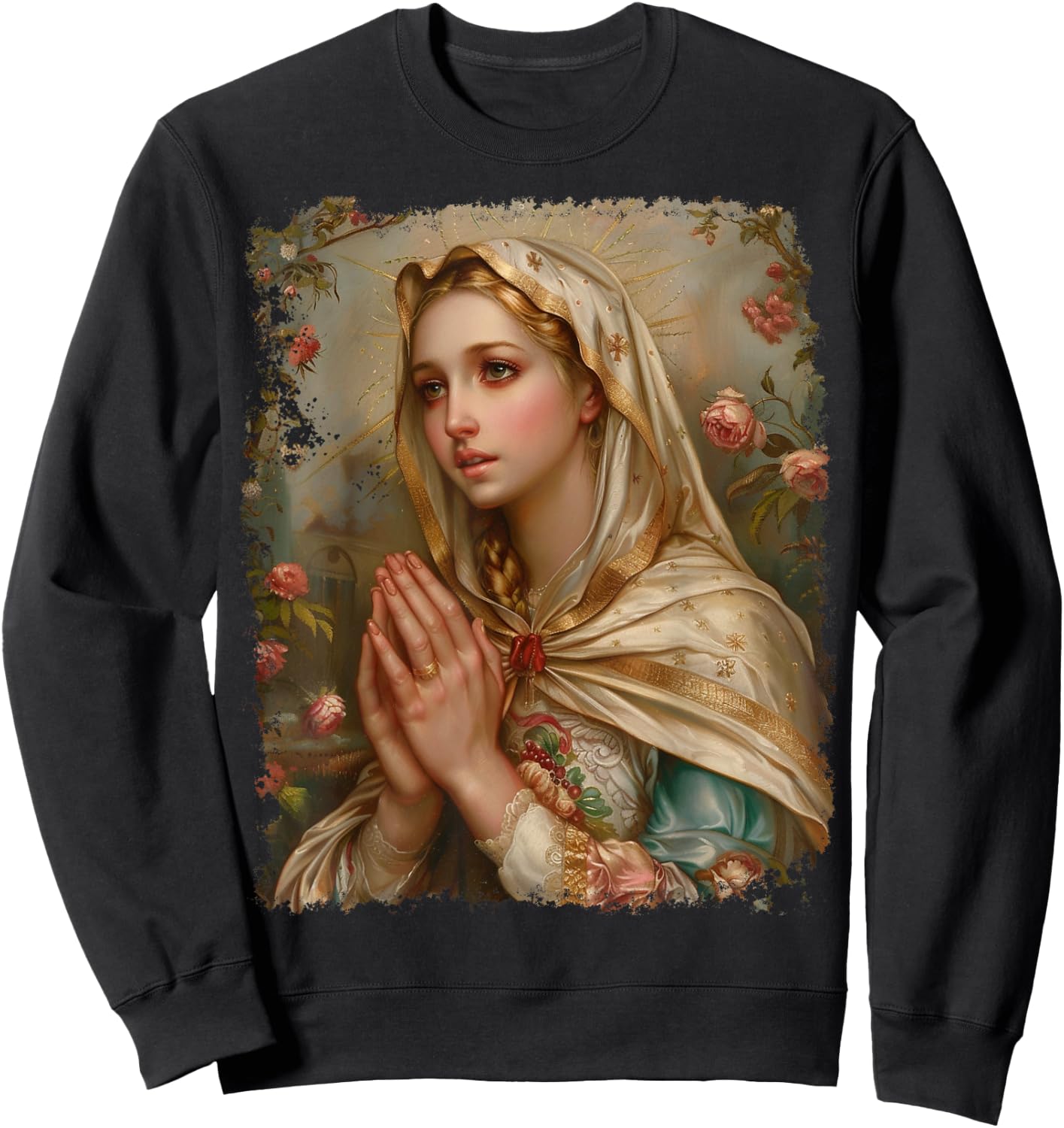 Mother of Jesus Christ Saint Mary Christian Sweatshirt - Sweatshirt | Black