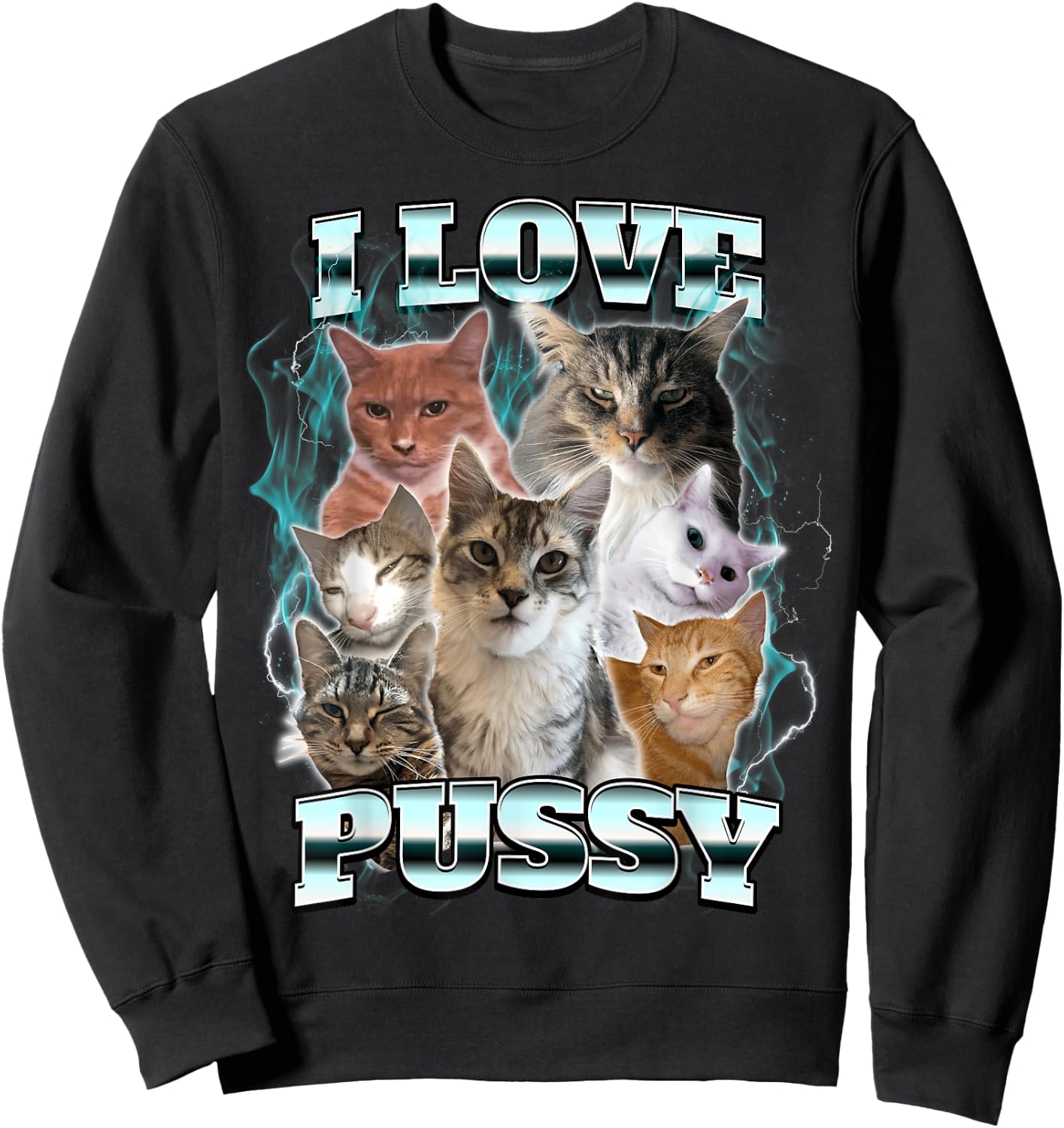 I Love Pussy Cat Sweatshirt - Sweatshirt | Black