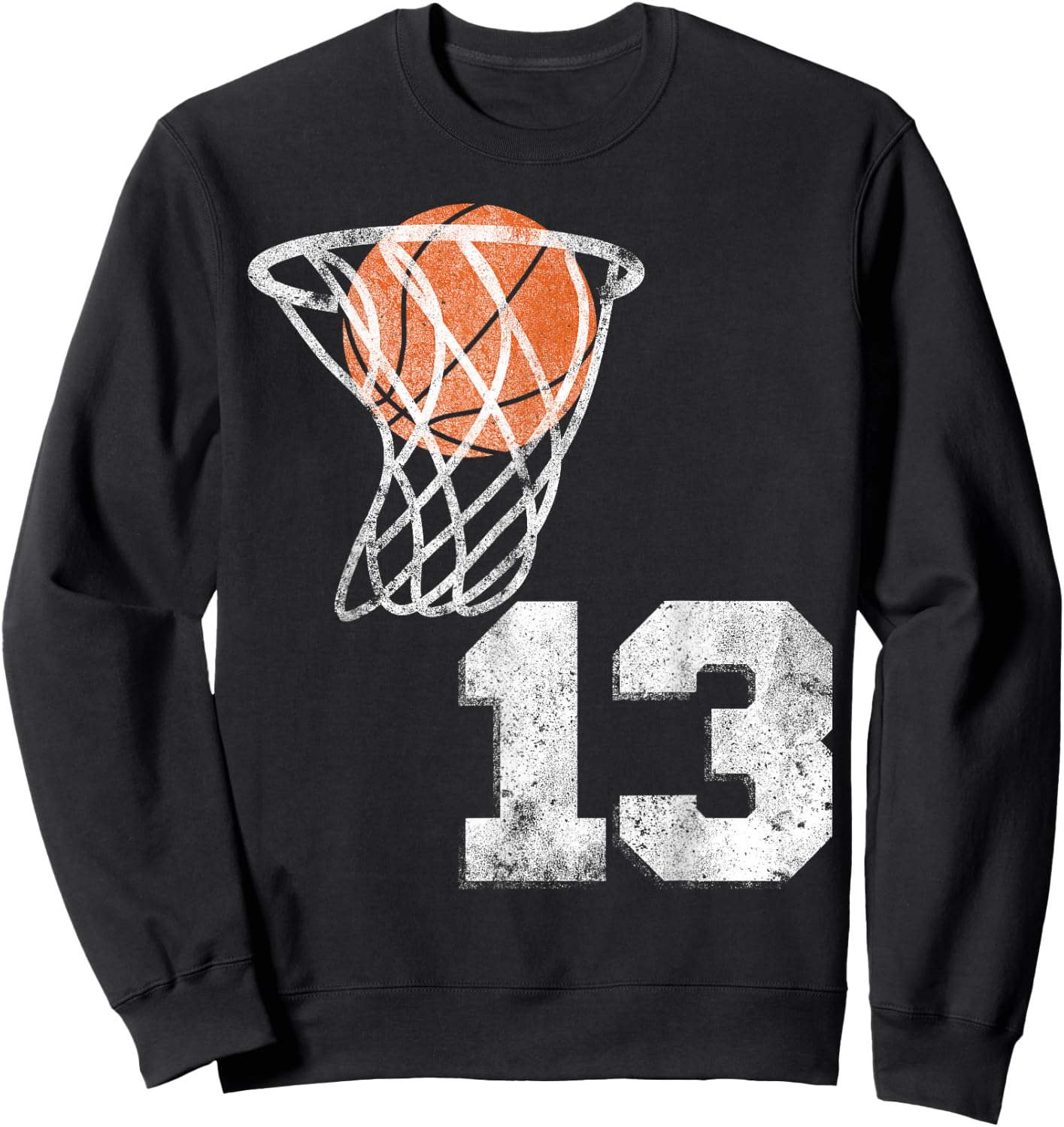 Vintage Basketball Jersey Number 13 Player Number Sweatshirt - Sweatshirt | Black