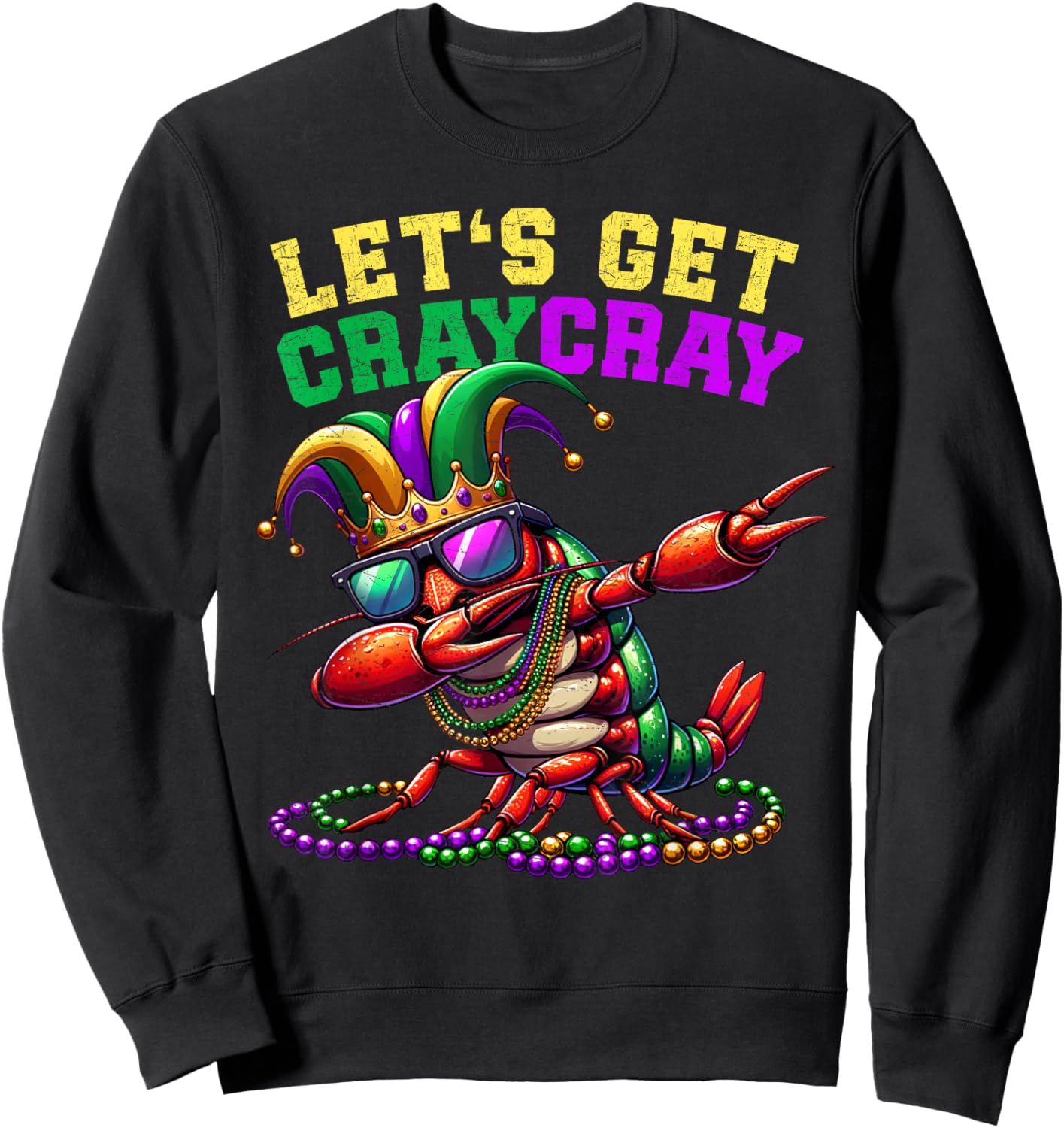 Dabbing Crawfish Costume Kids Toddler Boys Men Mardi Gras Sweatshirt - Sweatshirt | Black