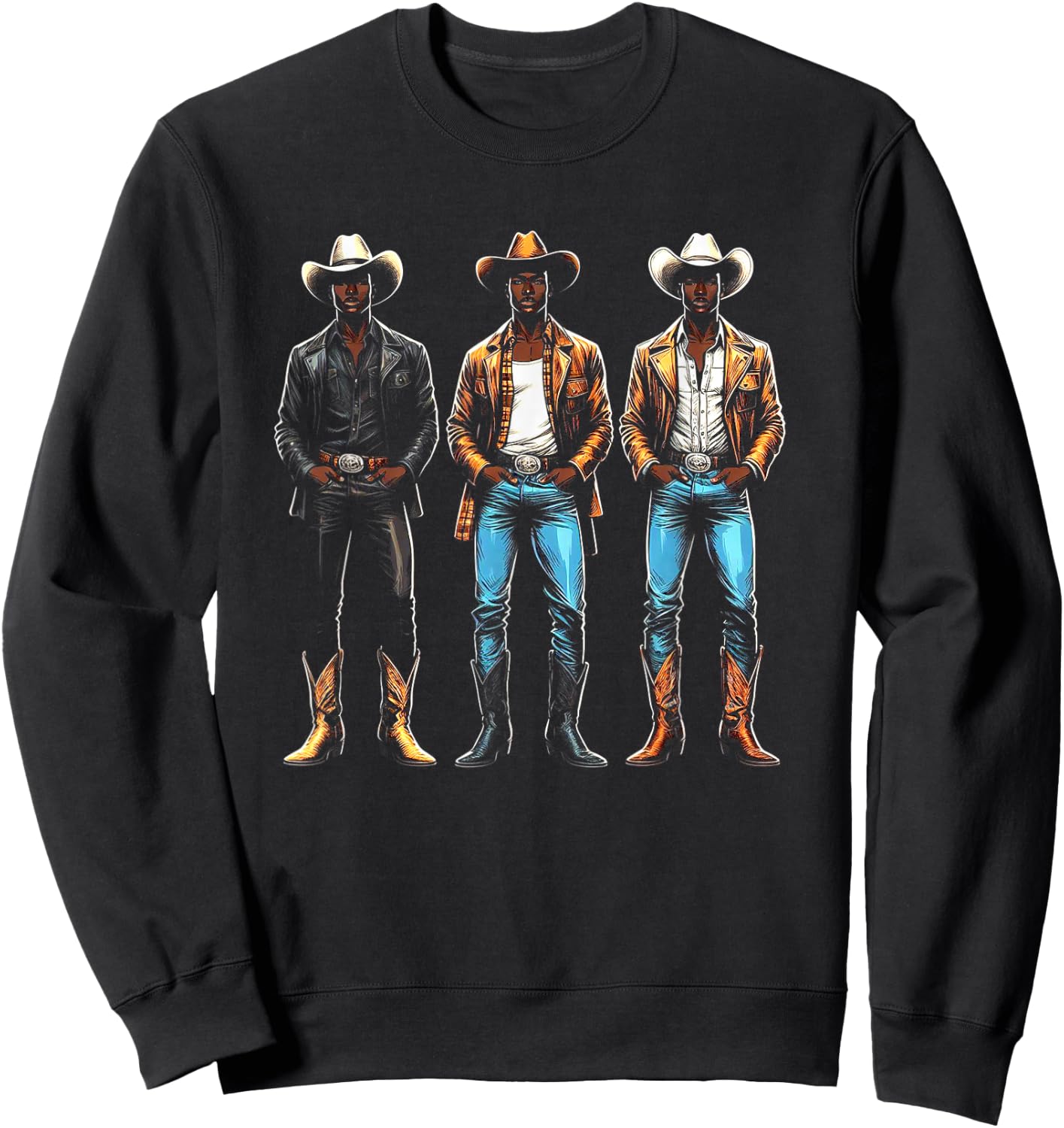 Black Cowboy Western Rodeo Melanin Black History Texas Men Sweatshirt - Sweatshirt | Black