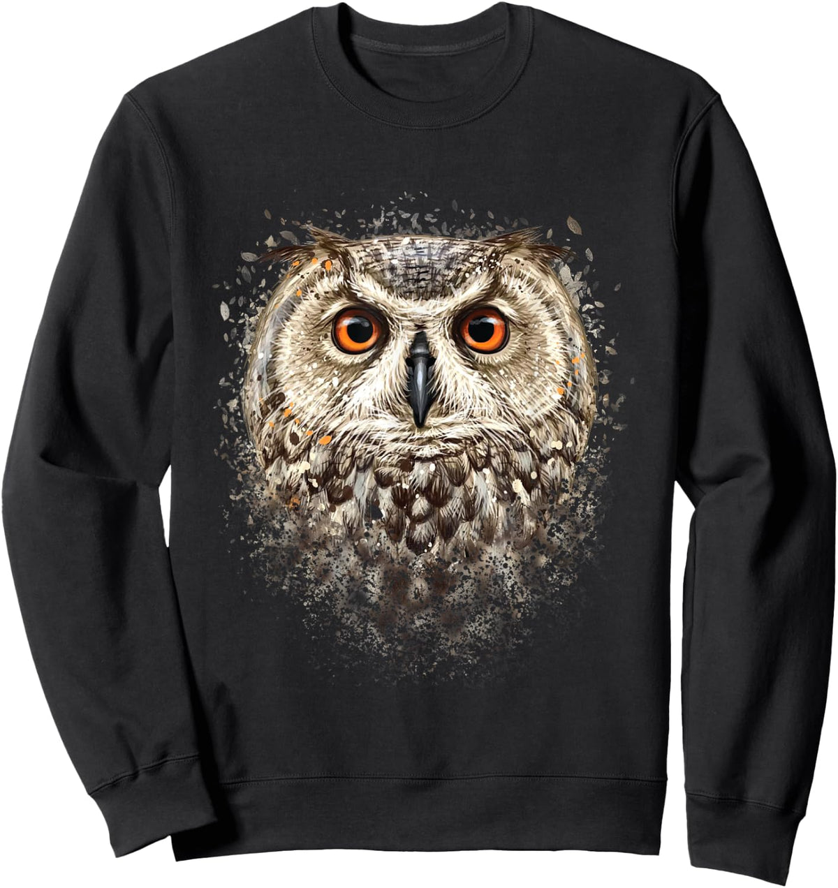 Artistic Owl Face - Birds Ornithologist Nature Animal Lover Sweatshirt - Sweatshirt | Black