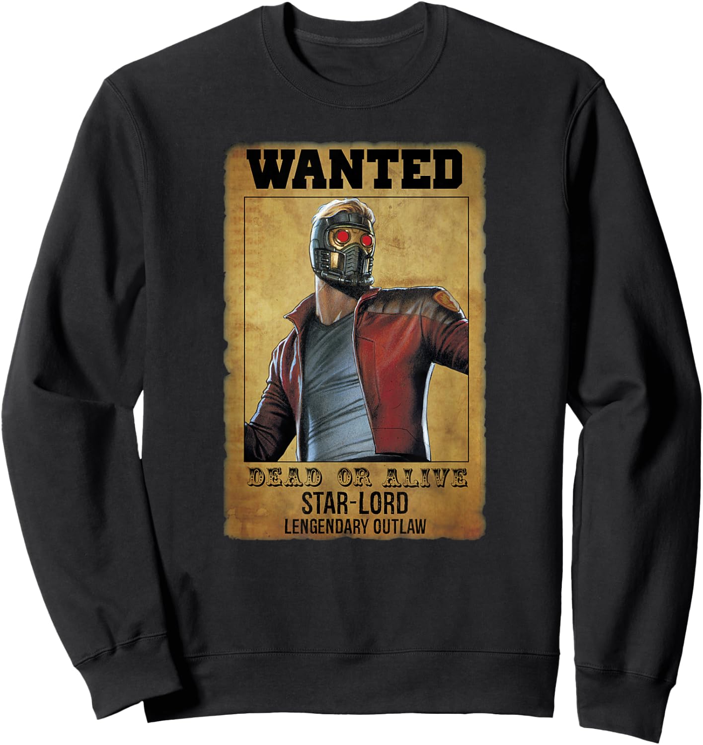 Marvel Guardians of The Galaxy Star-Lord Vintage Wanted Sweatshirt - Sweatshirt | Black