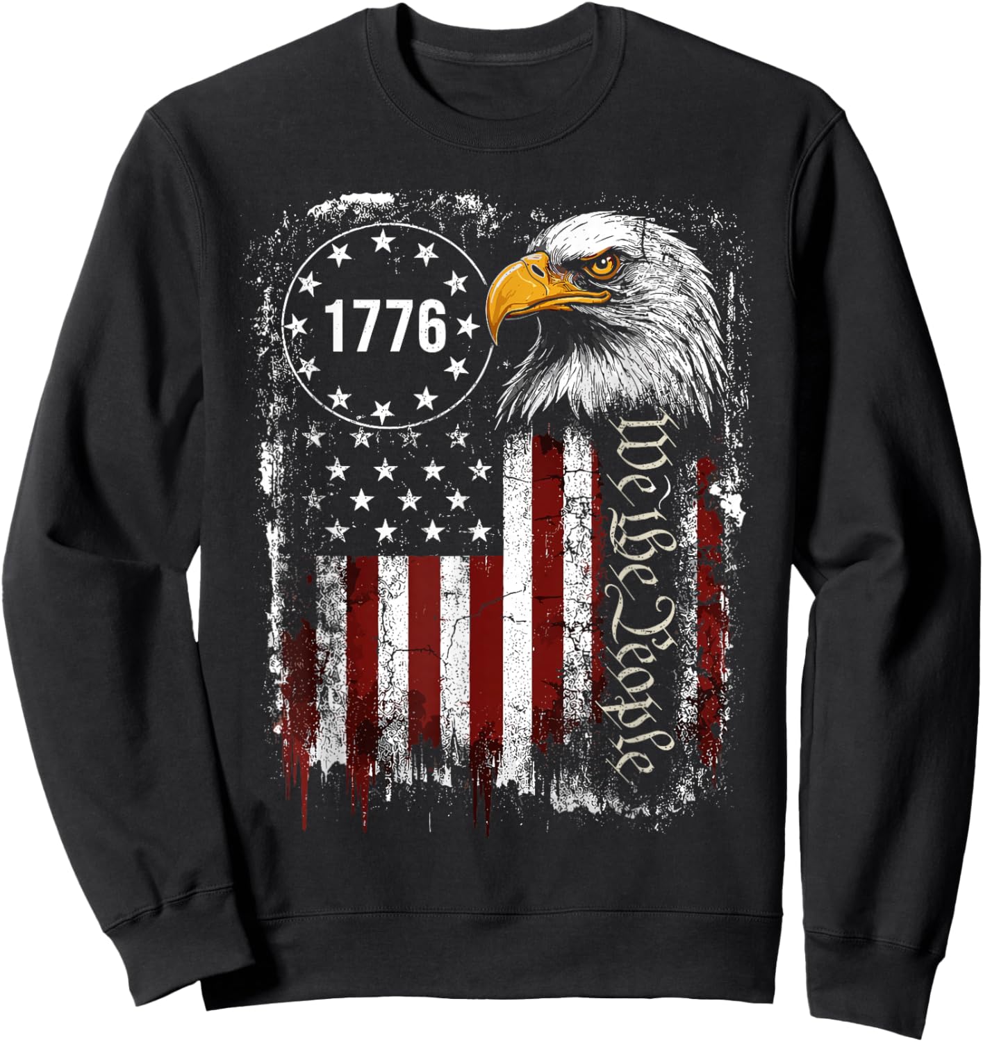 Eagle American Flag Patriotic 4th of July Sweatshirt - Sweatshirt | Black