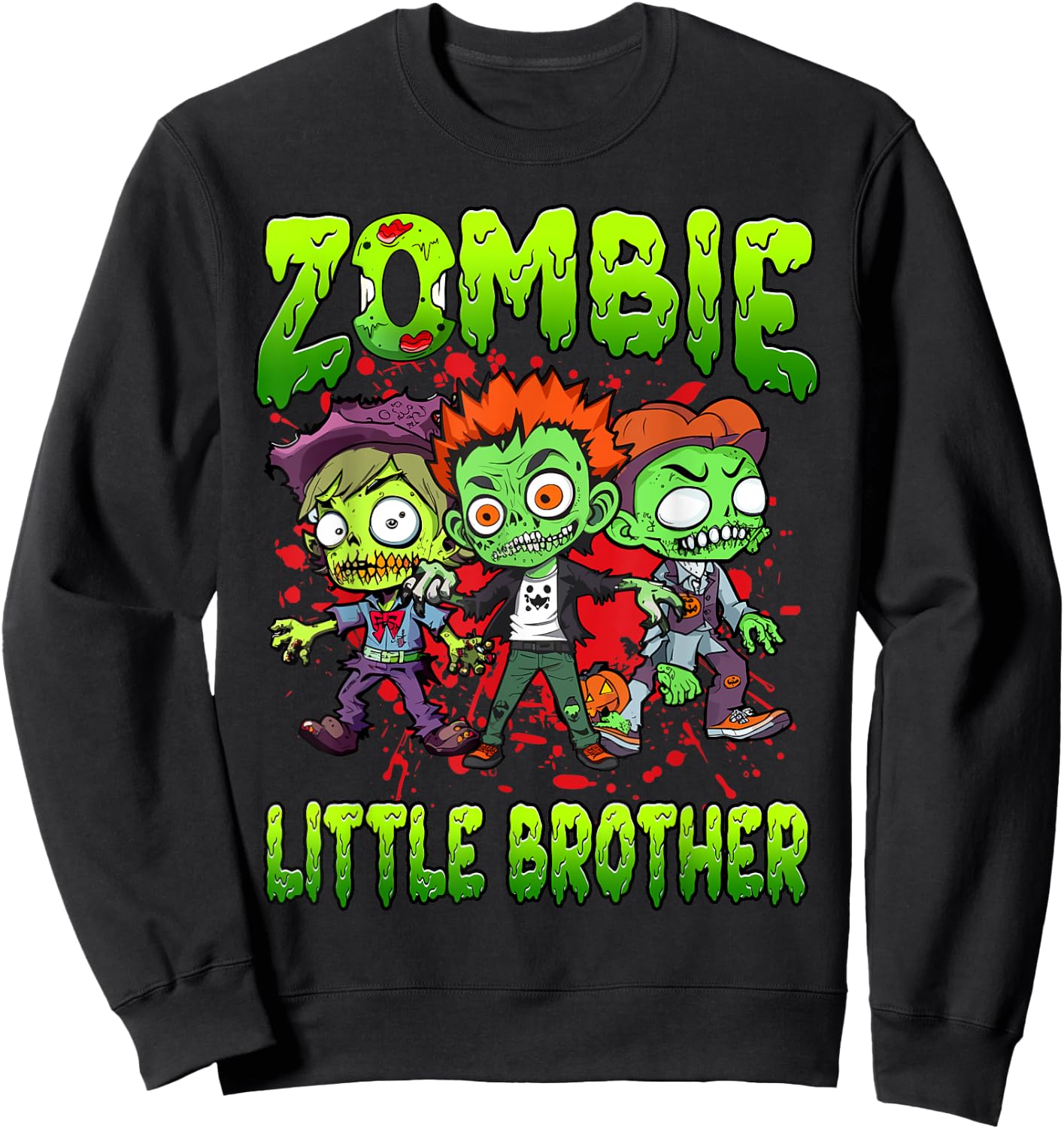 Zombie Little Brother Halloween Costume Family Matching Sweatshirt - Sweatshirt | Black