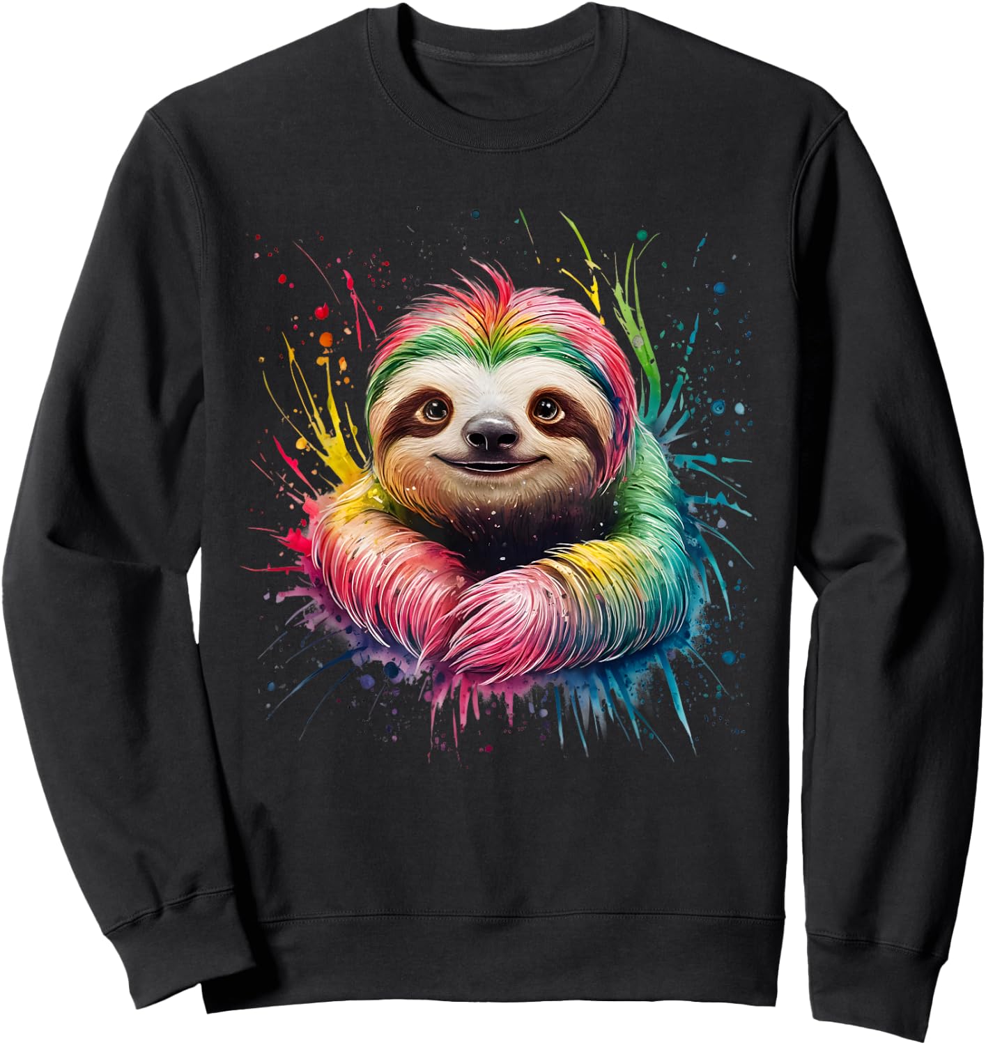 Sloth Men Woman Colorful Watercolor Sloth Sweatshirt - Sweatshirt | Black