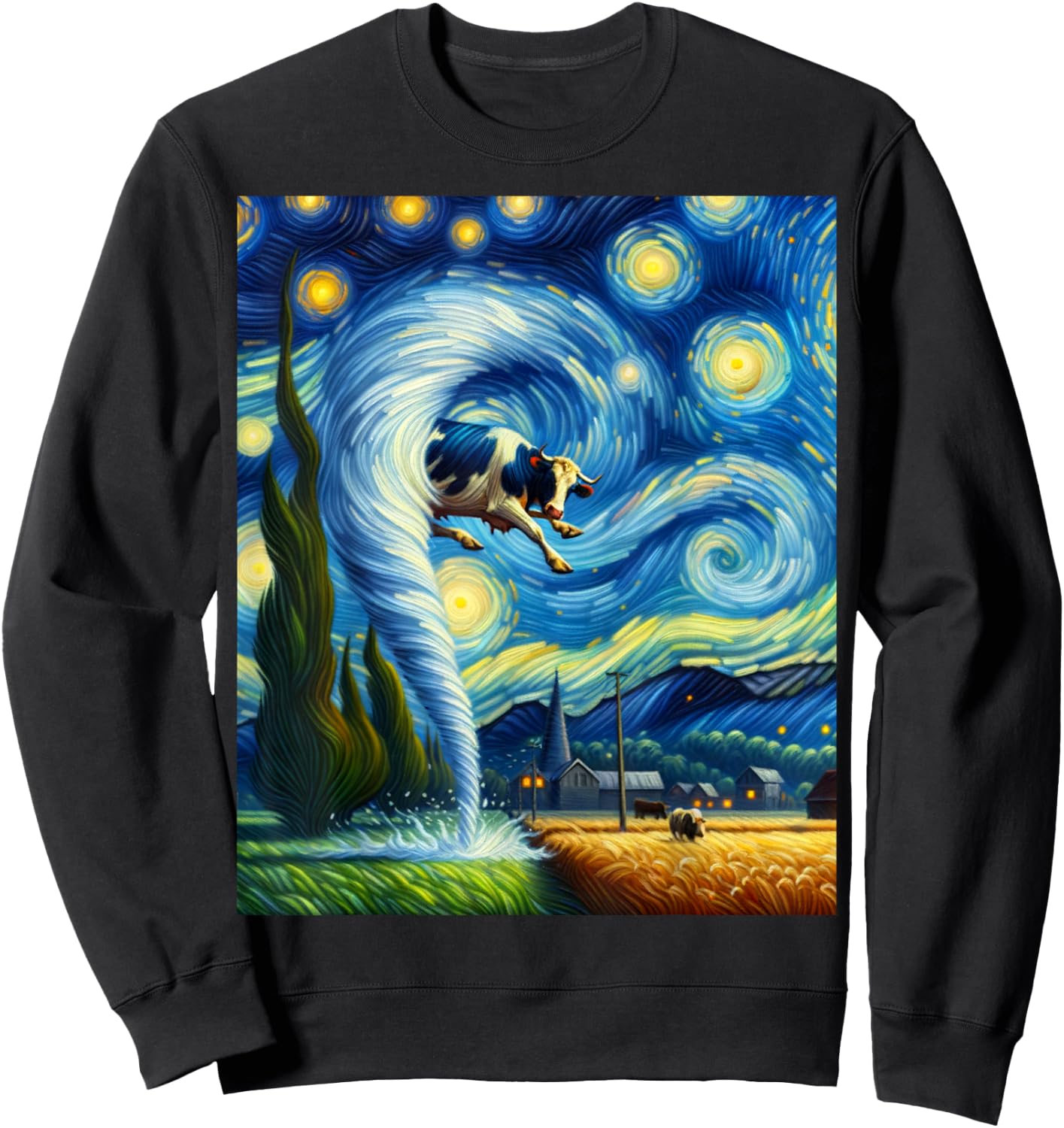 Tornado, Storm Chasing Van Gogh Starry Night Style Sweatshirt - Sweatshirt | Black