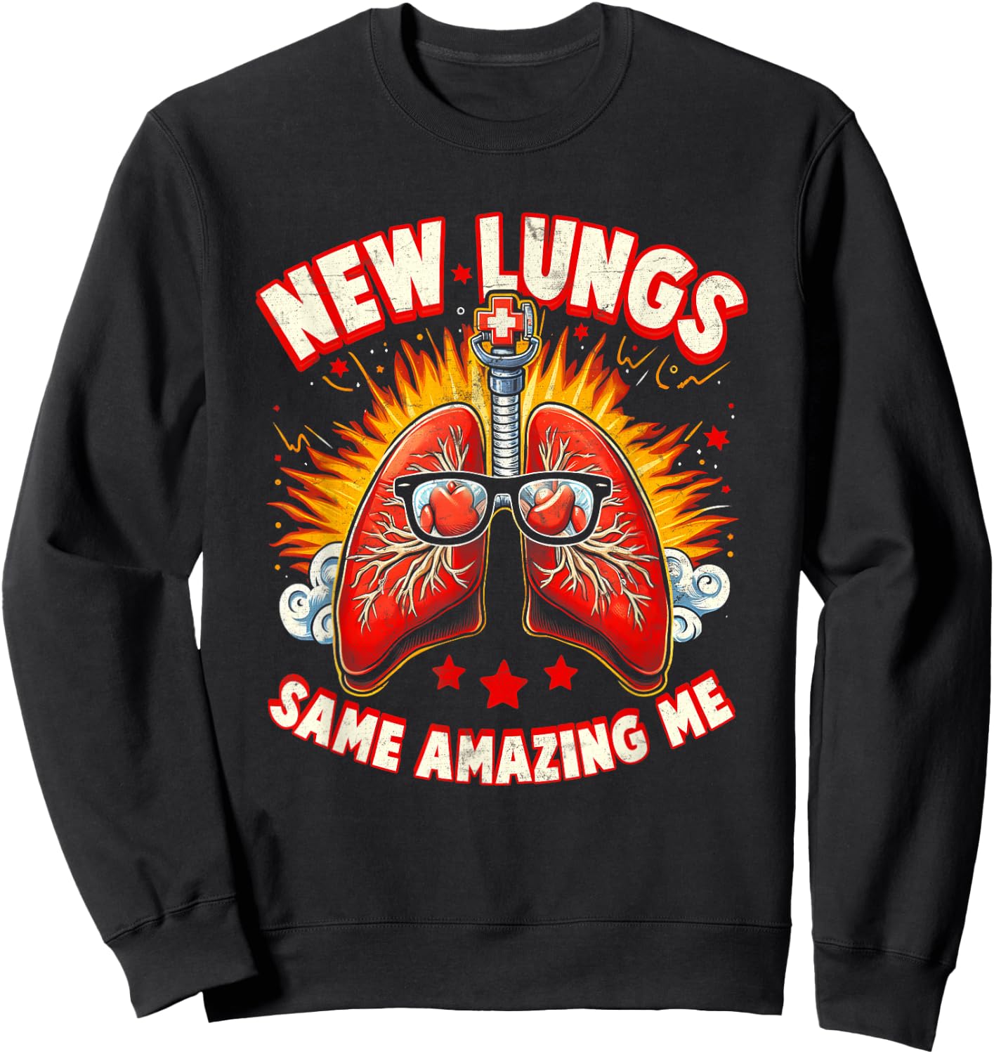 New Lungs Same Amazing Me Lung Nerd Pulmonologist Biology Sweatshirt - Sweatshirt | Black
