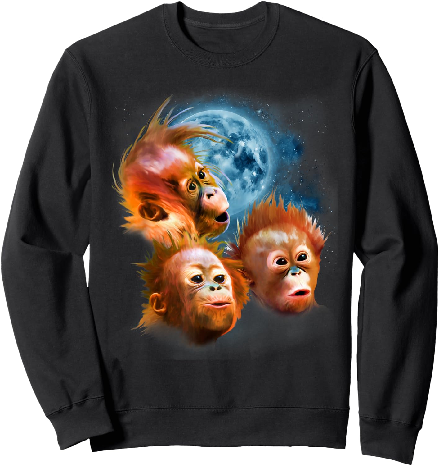 Funny Orangutan Shirt - Baby Orangutans Howling at the Moon Sweatshirt - Sweatshirt | Black