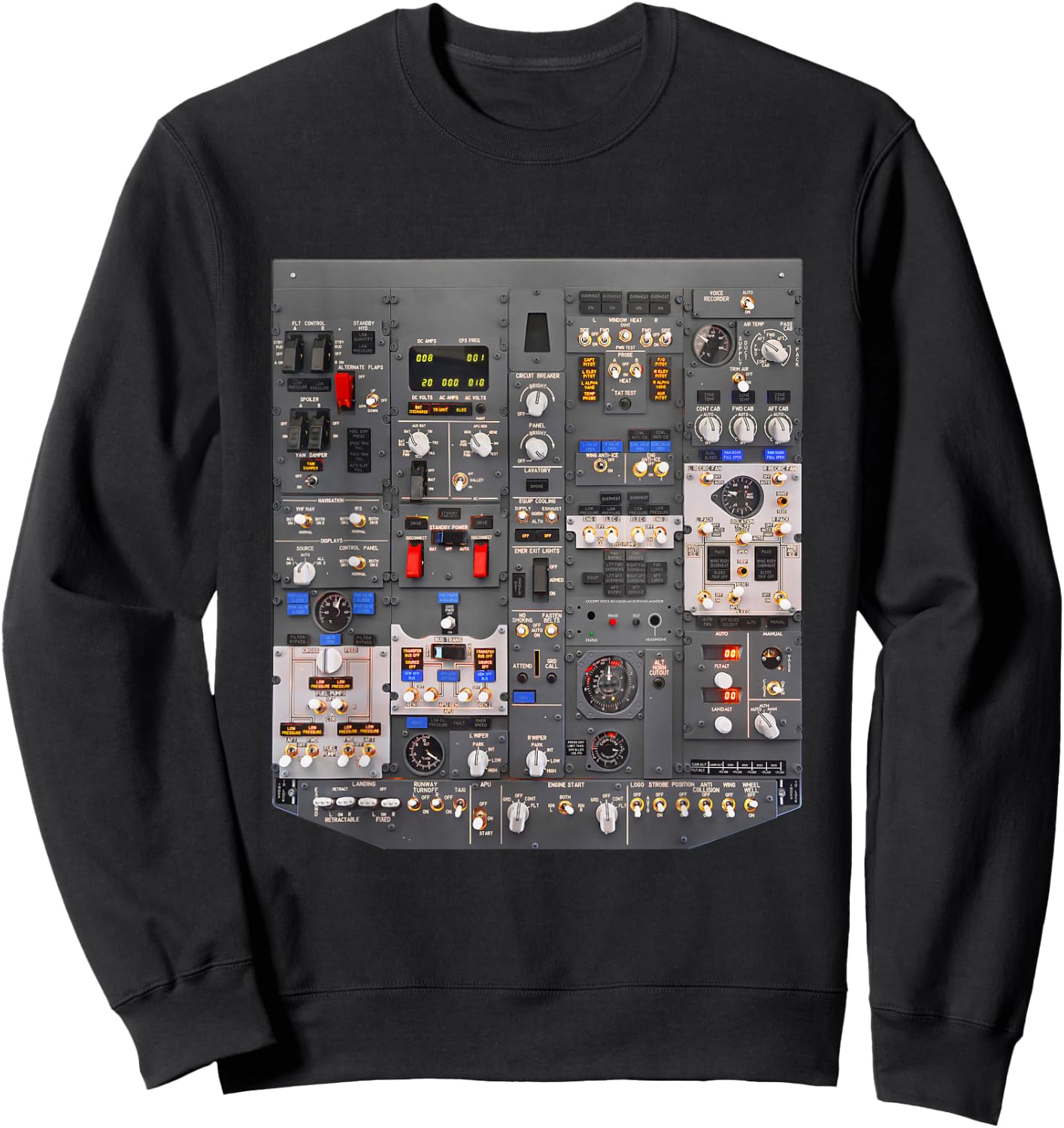 737 Overhead Panel Cockpit Airliner Aviation Aircraft Sweatshirt - Sweatshirt | Black