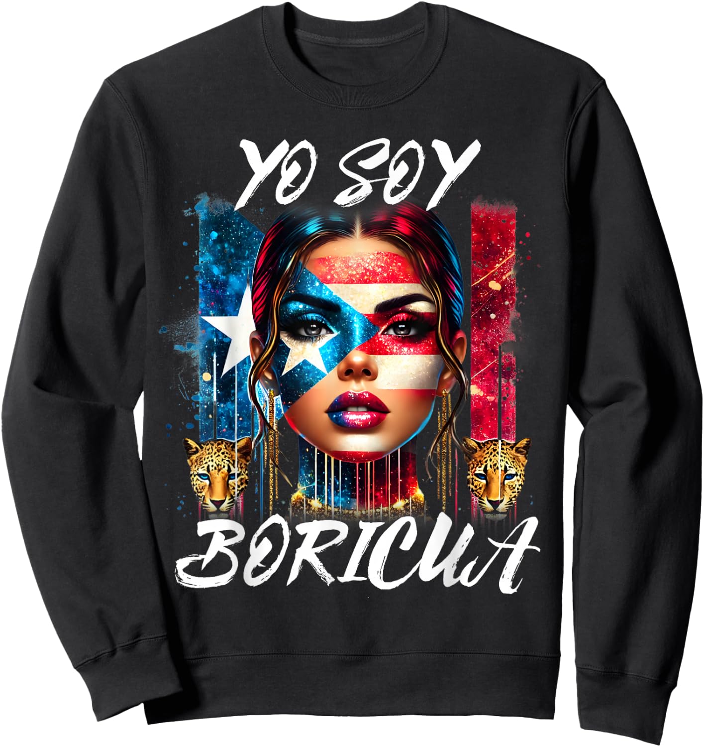Puerto Rican Women Yo Soy Boricua Puerto Rico Flag Hispanic Sweatshirt - Sweatshirt | Black