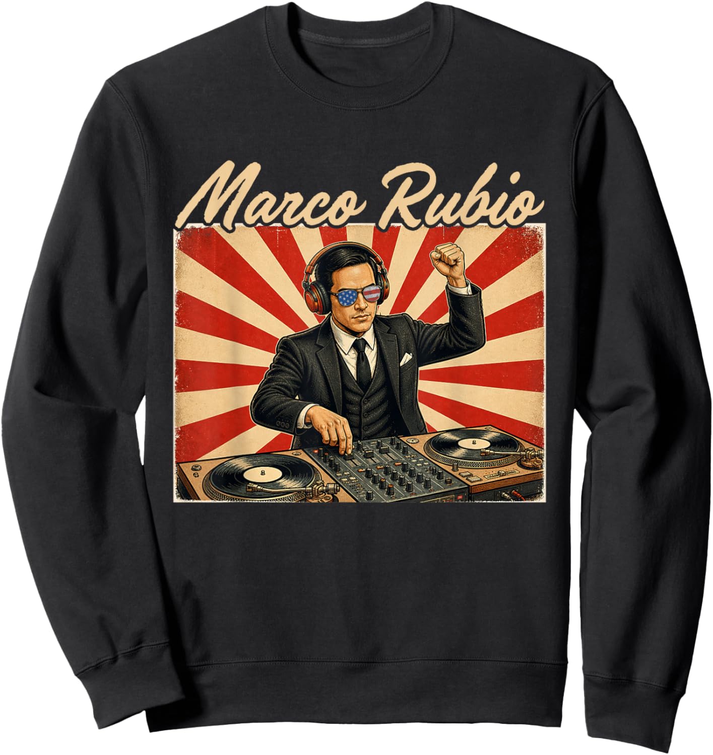 Marco Rubio Funny Vintage Sunglasses US Flag Sweatshirt - Sweatshirt | Black