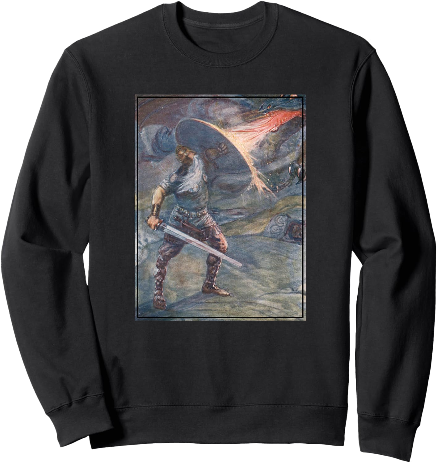 Beowulf Fighting The Dragon Sweatshirt - Sweatshirt | Black
